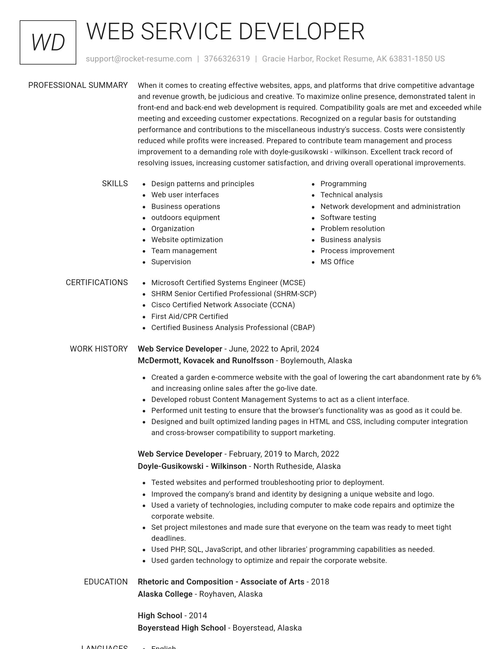 Renowned resume template