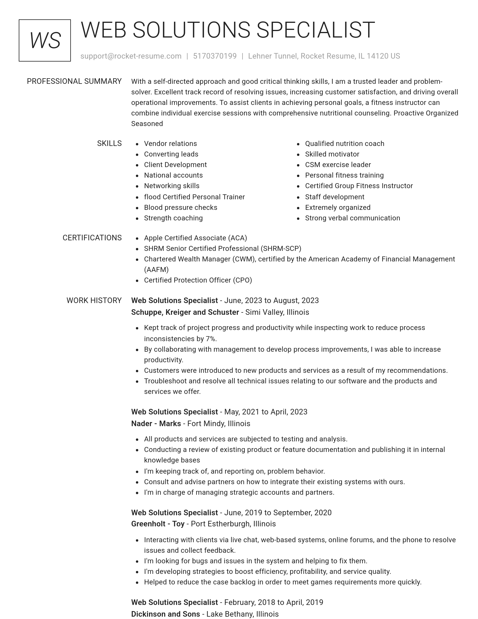 Renowned resume template
