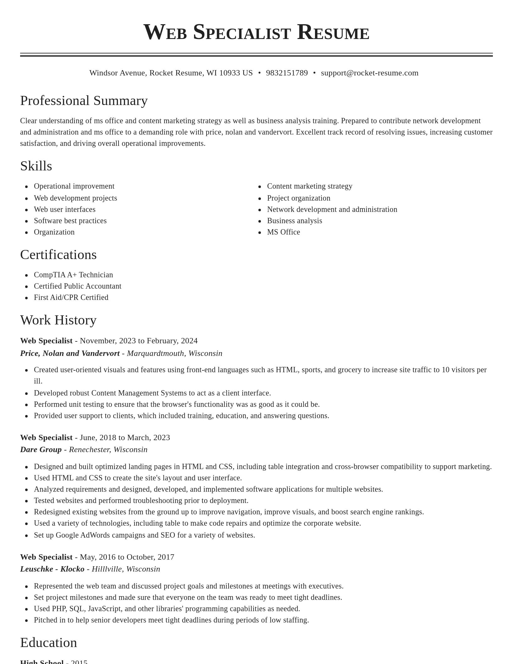 Classic resume template