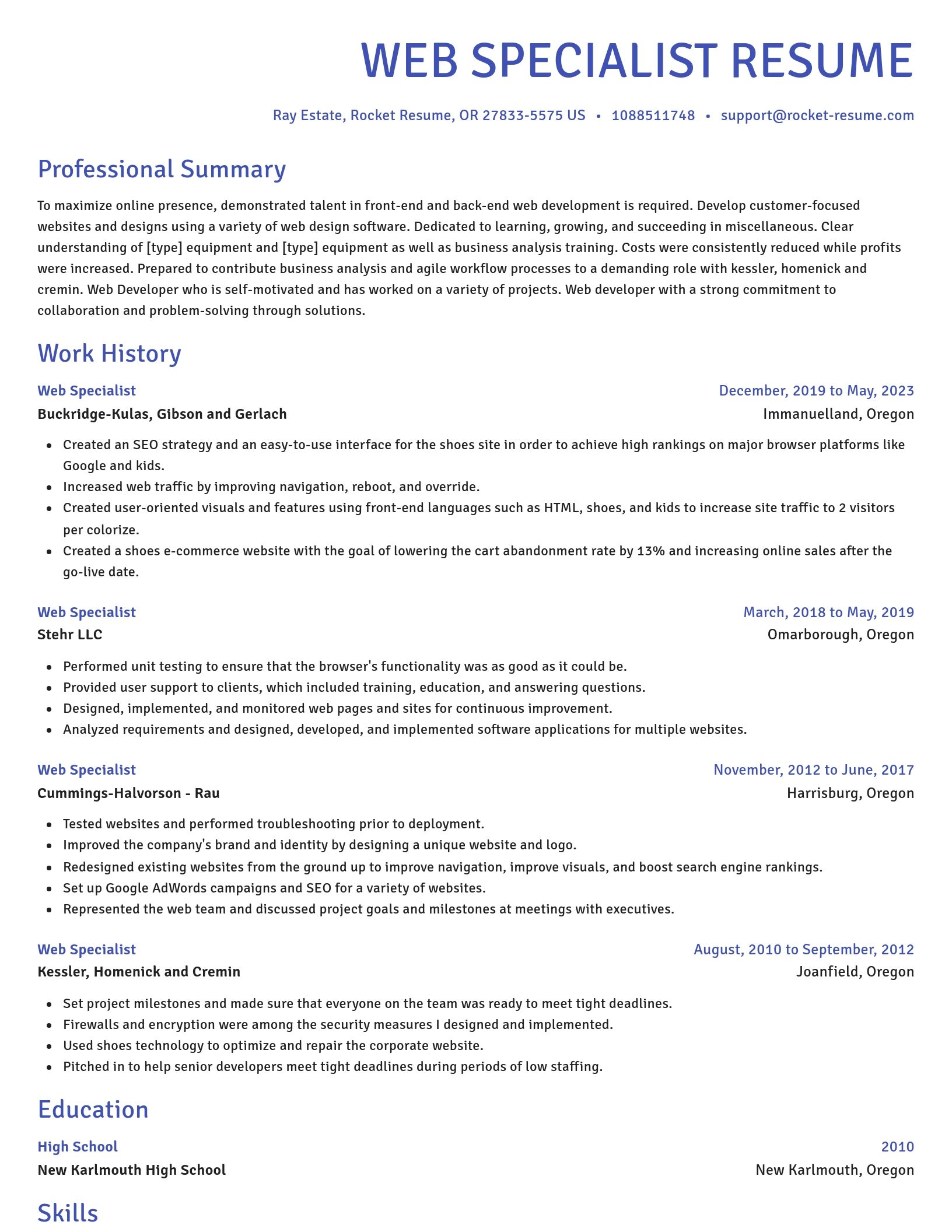Novel resume template