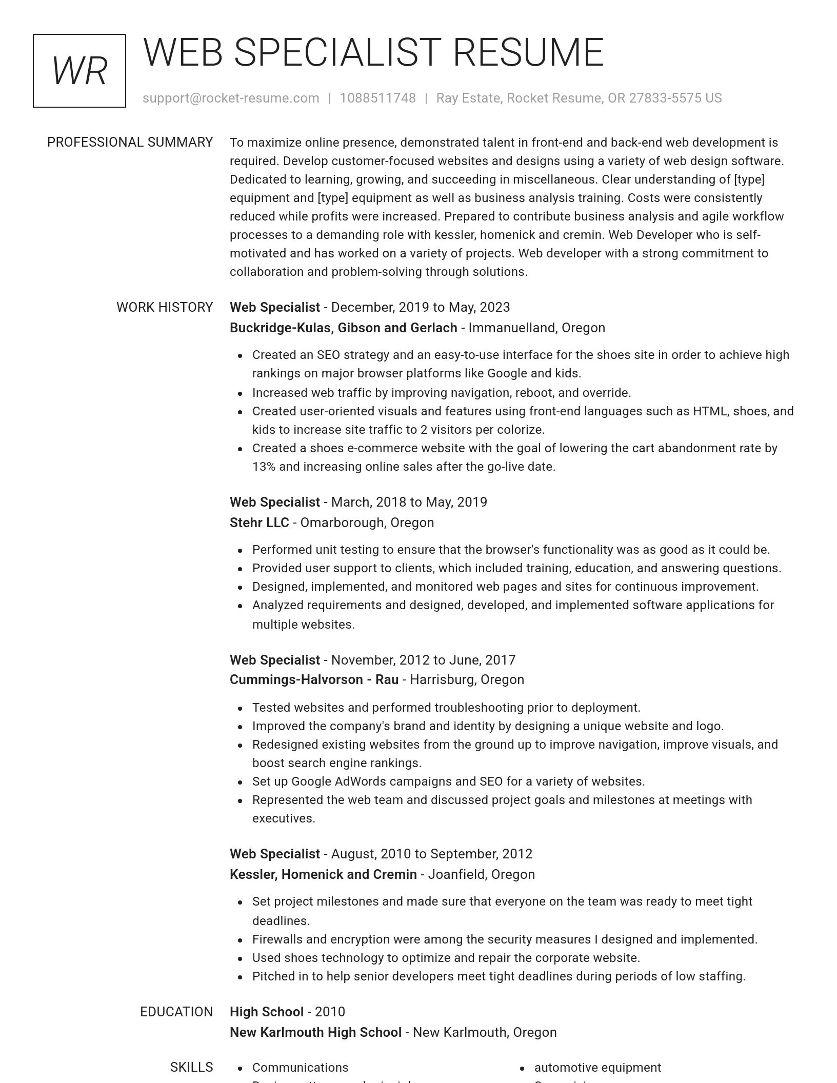 Renowned resume template