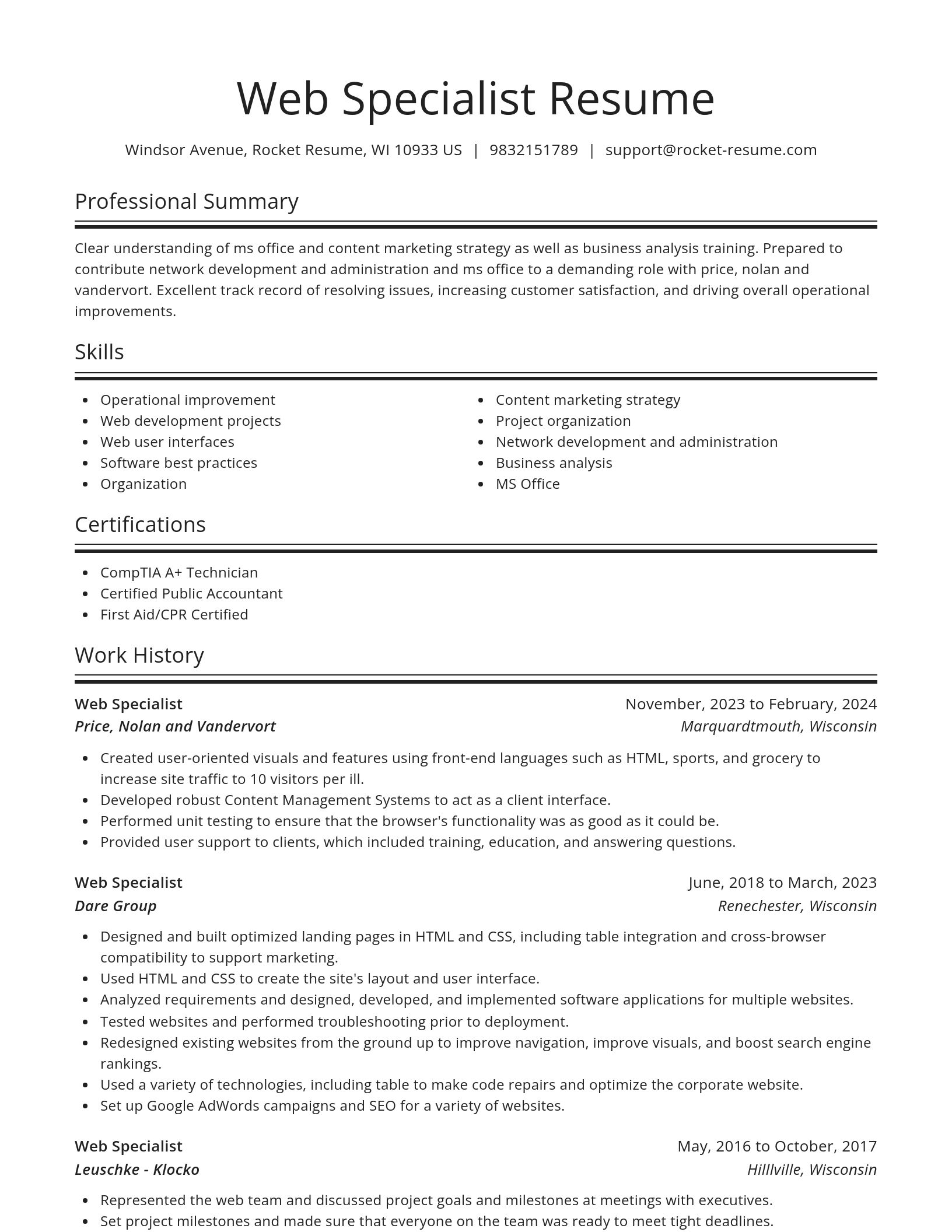 Spotlight resume template