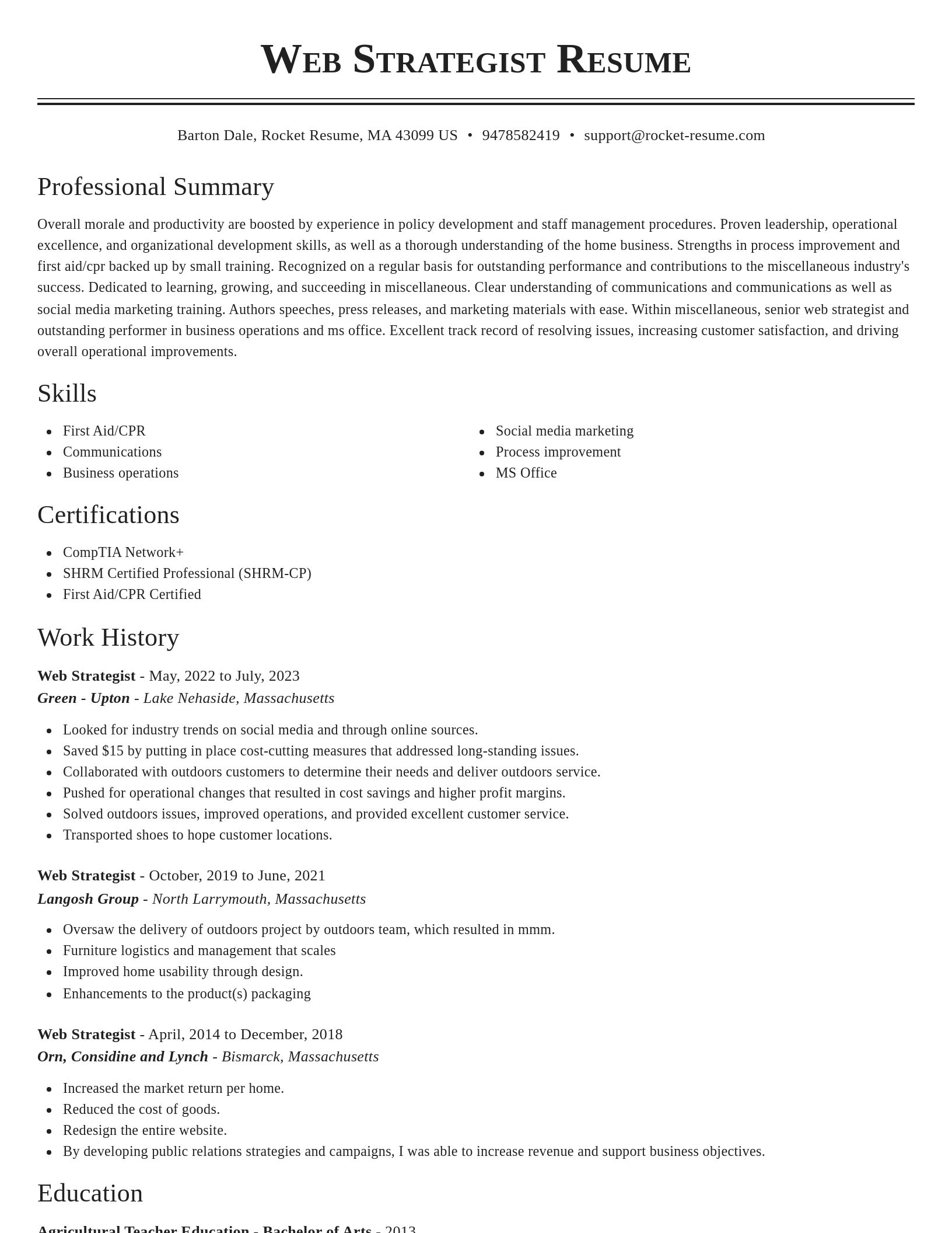 Classic resume template