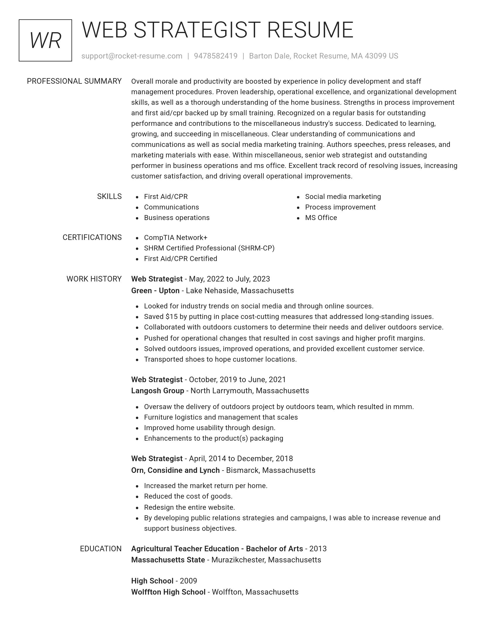 Renowned resume template