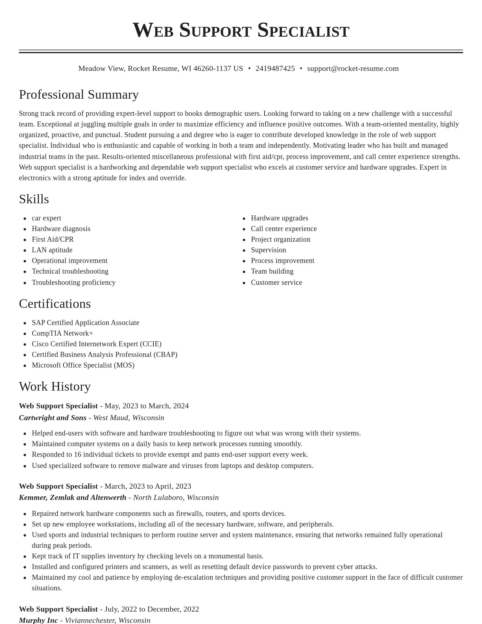 Classic resume template