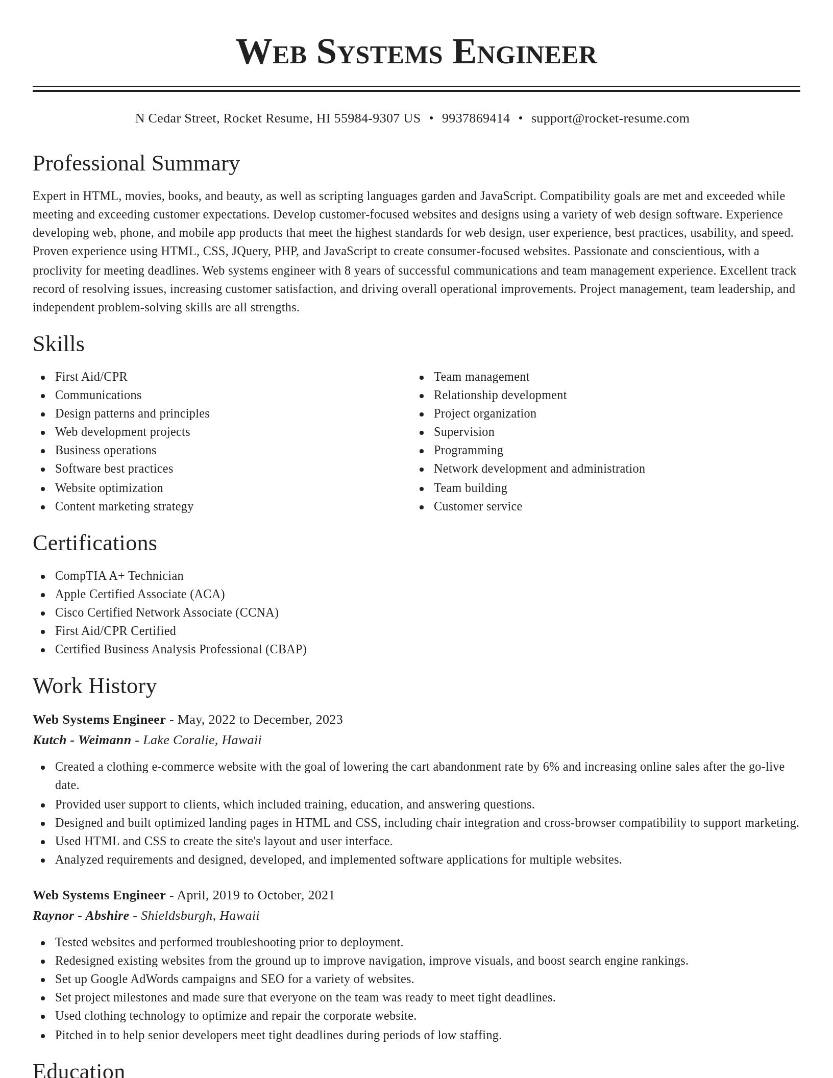 Classic resume template