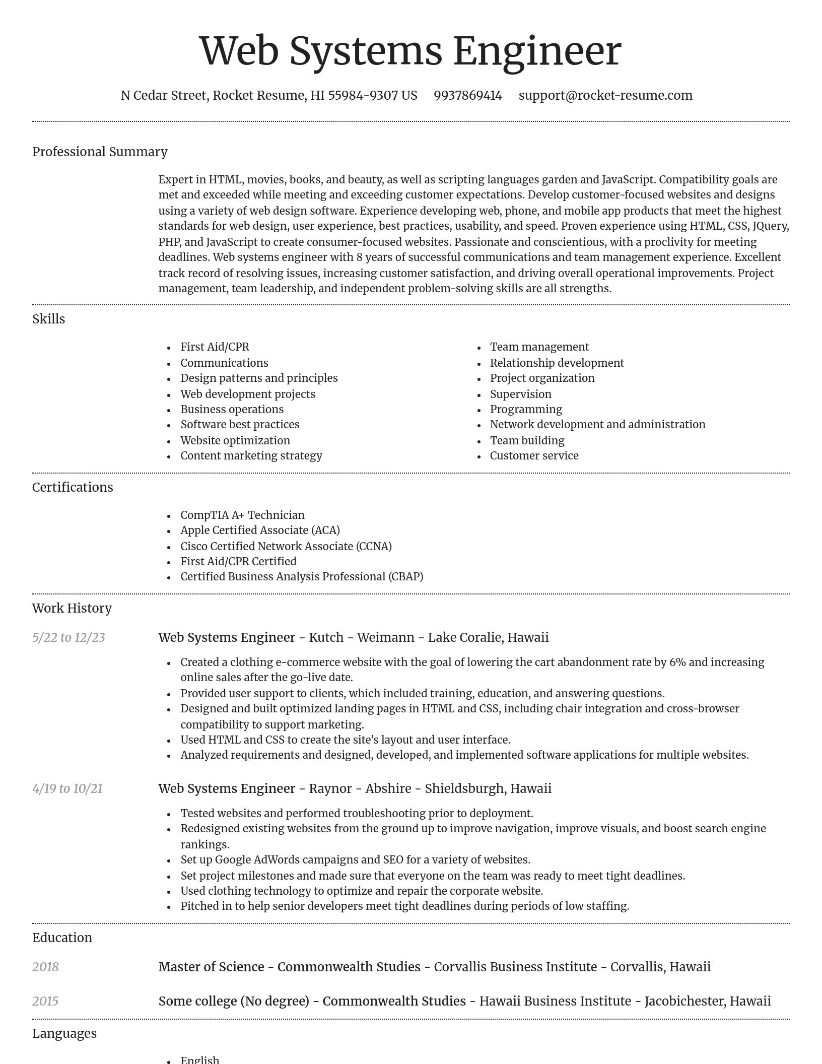 Dignified resume template