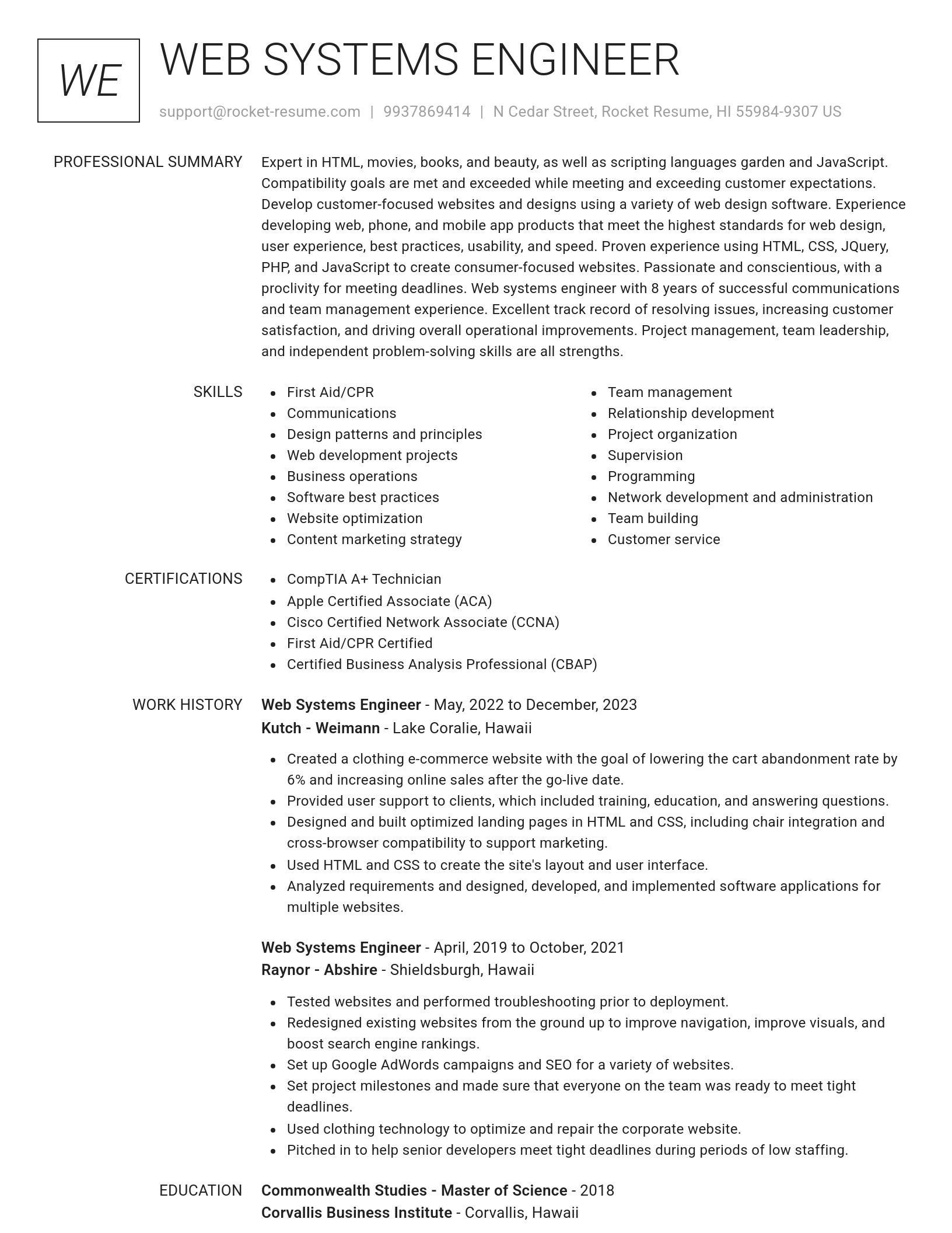 Renowned resume template