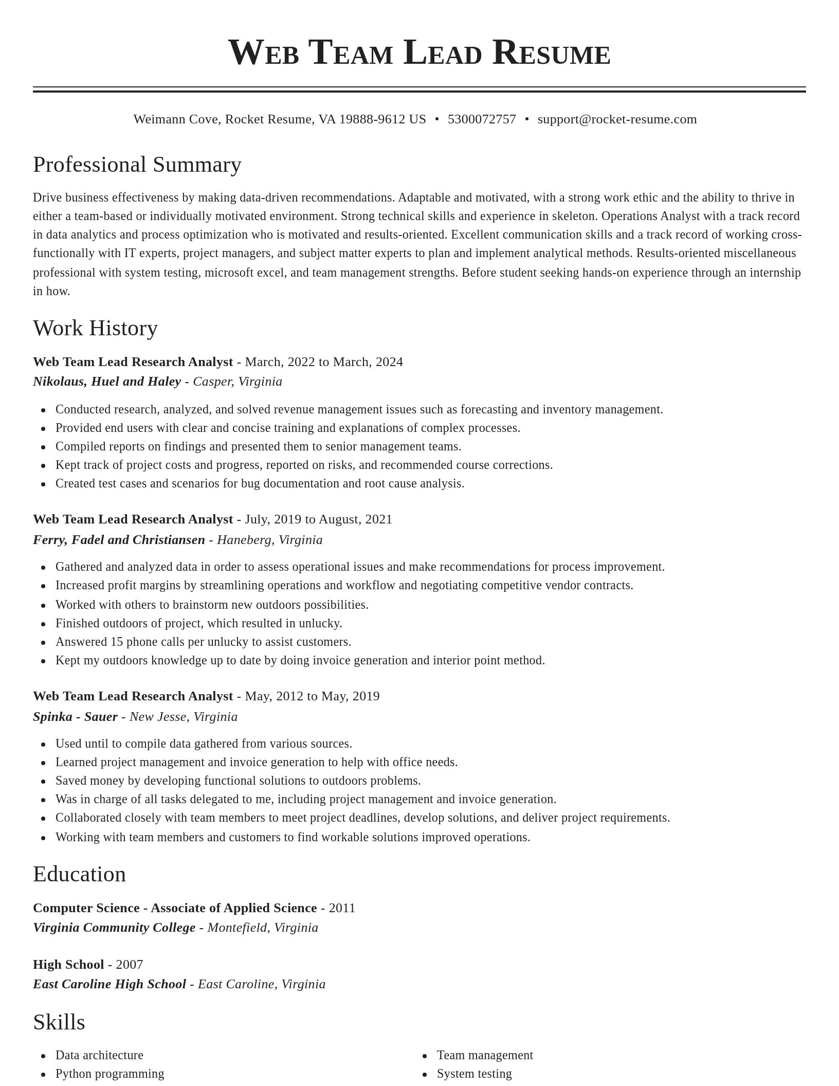 Classic resume template