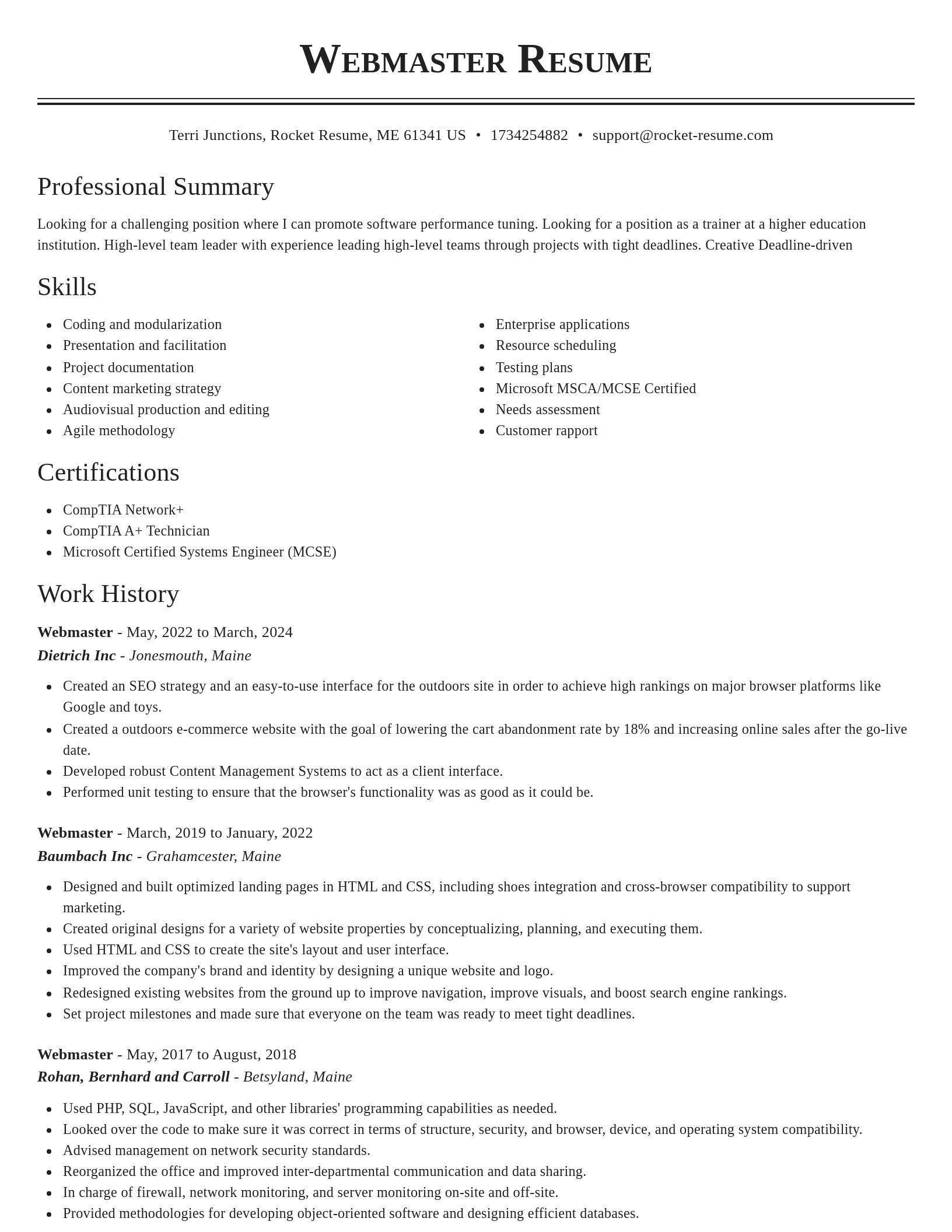 Classic resume template