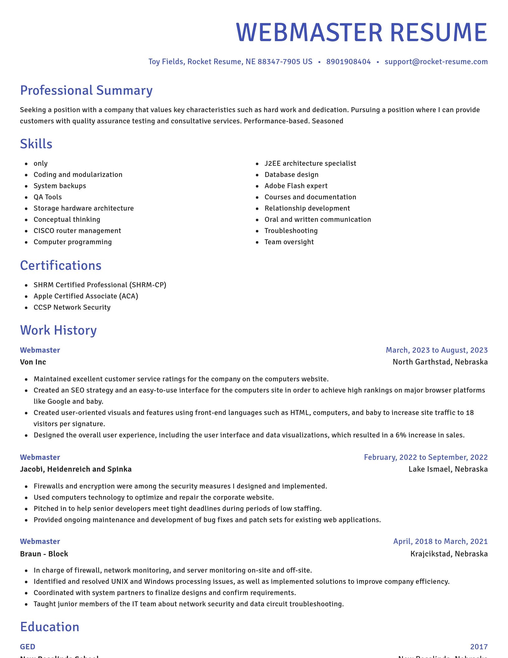 Novel resume template