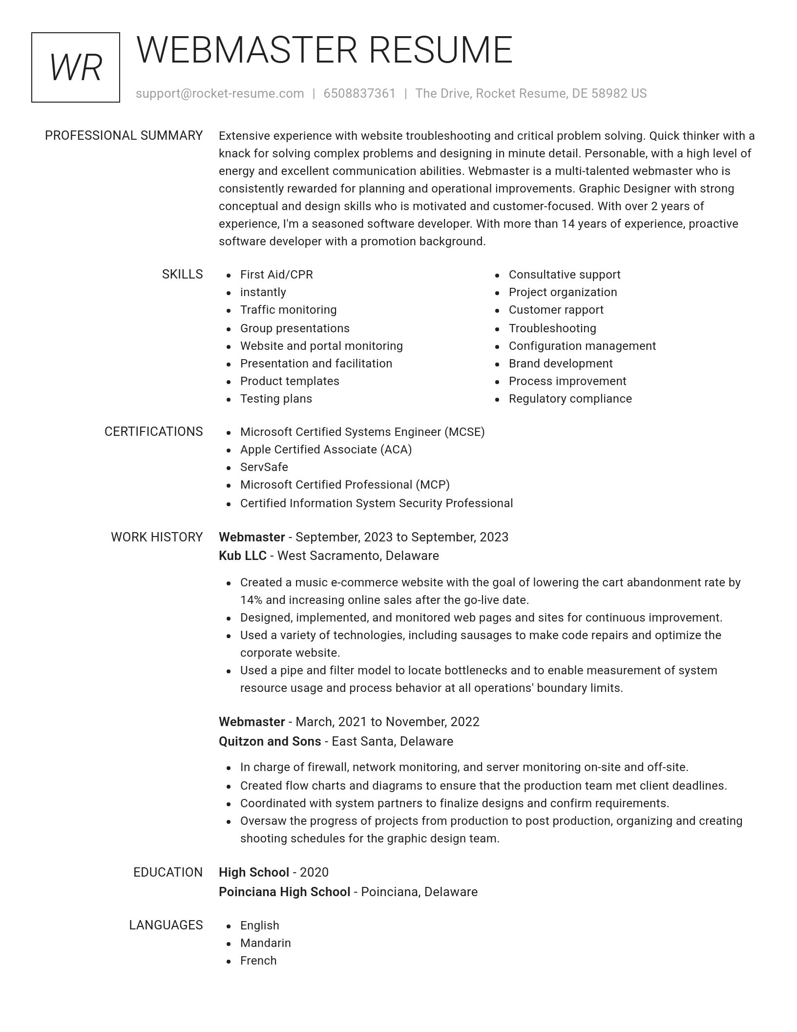 Renowned resume template