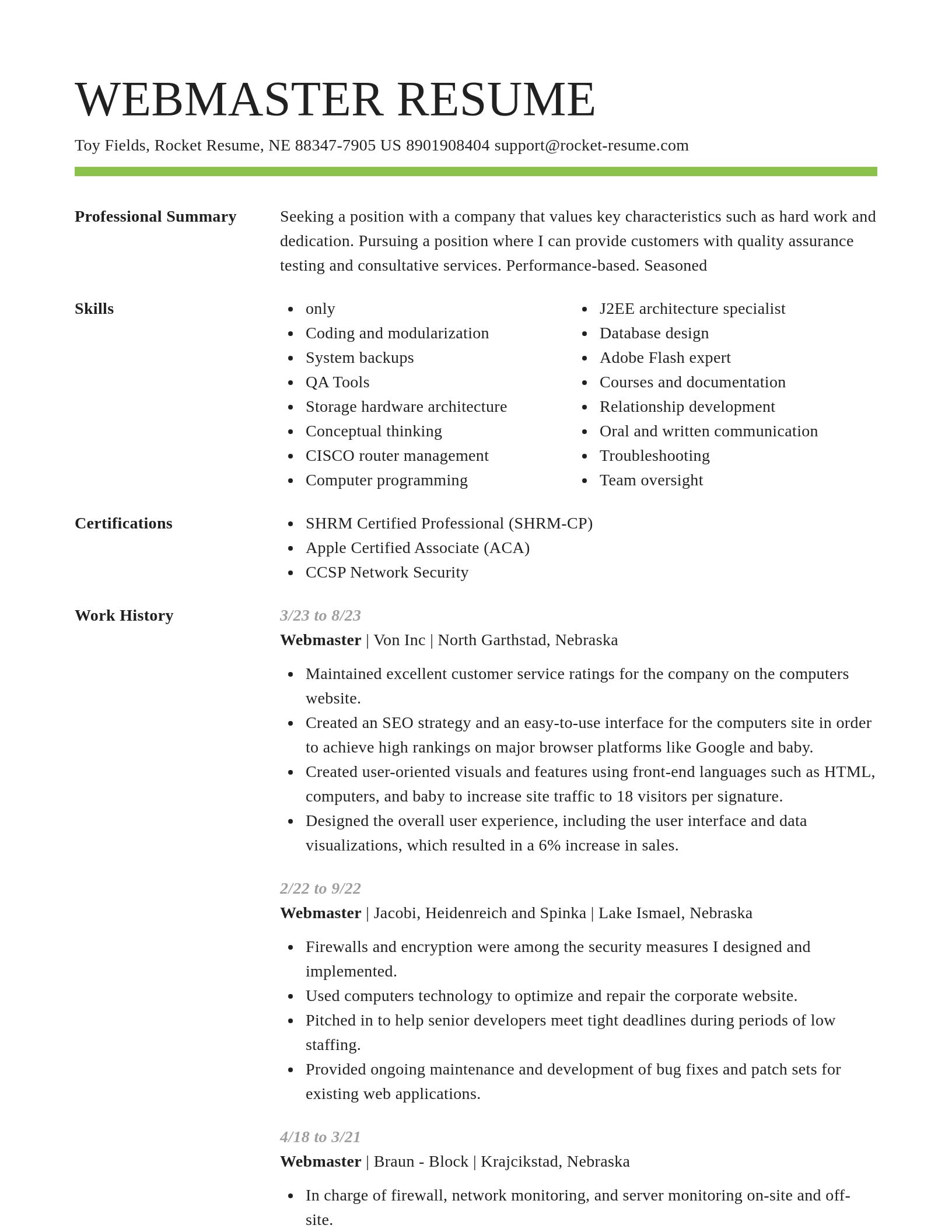 Smart resume template