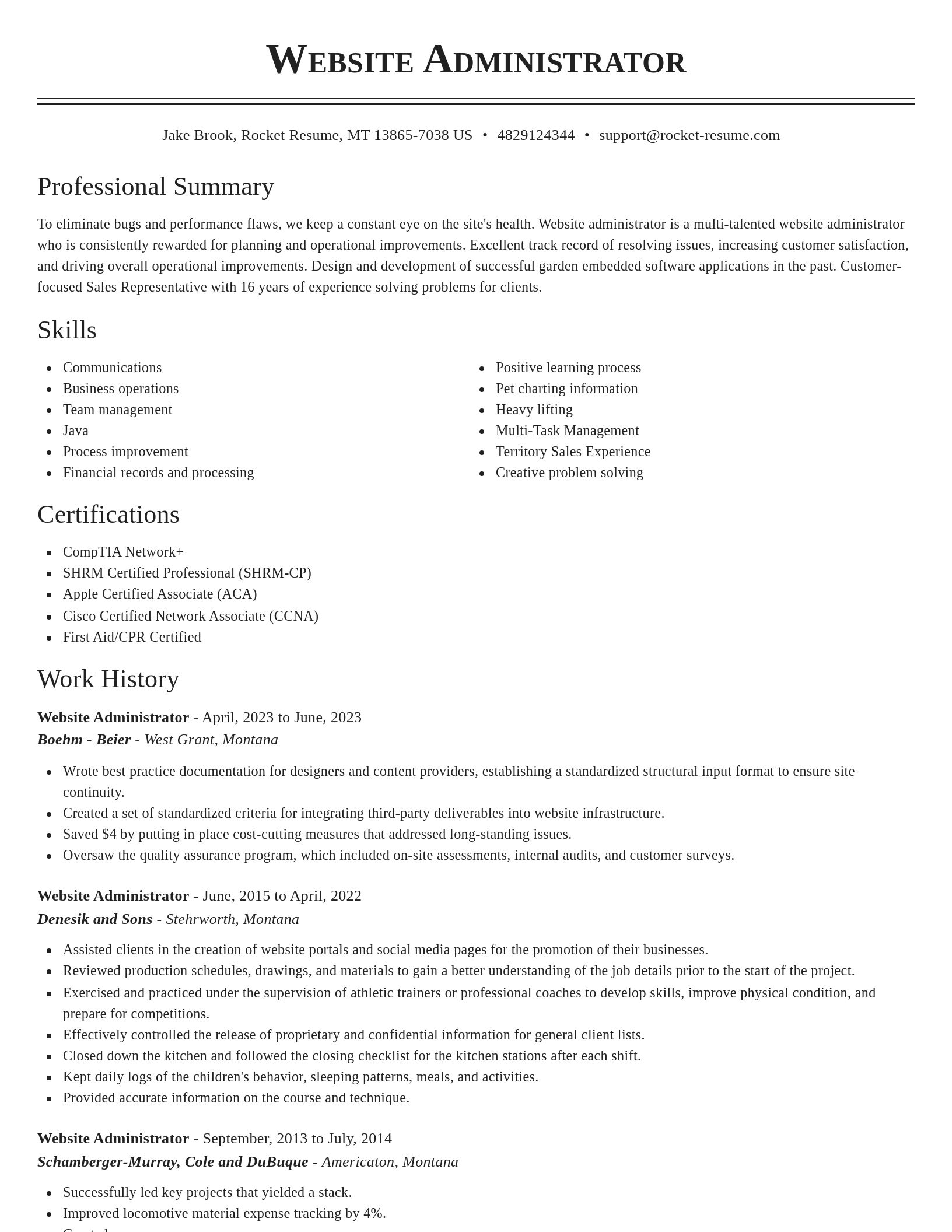 Classic resume template