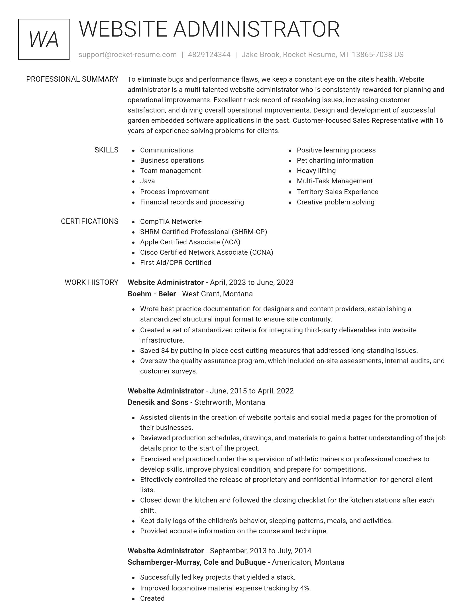Renowned resume template