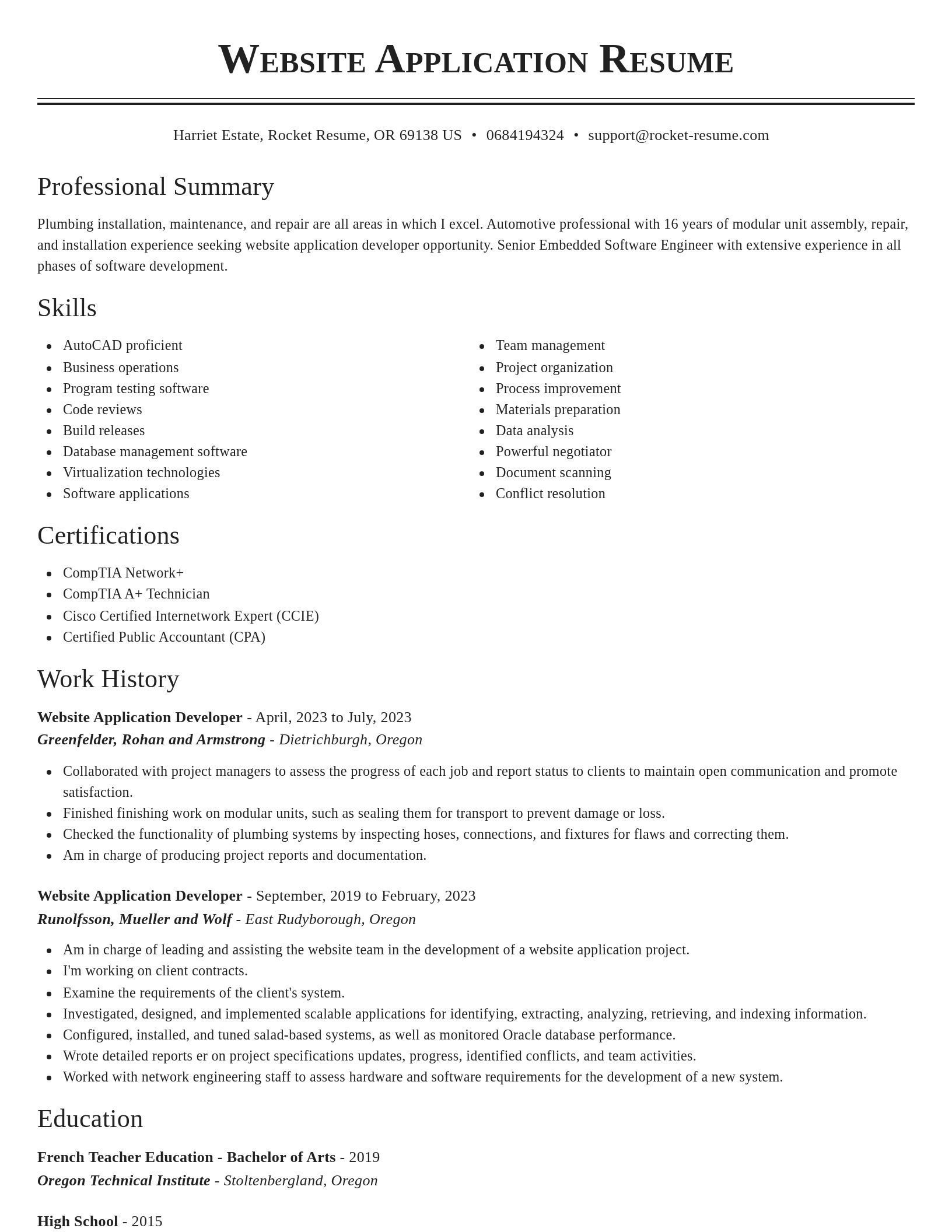 Classic resume template