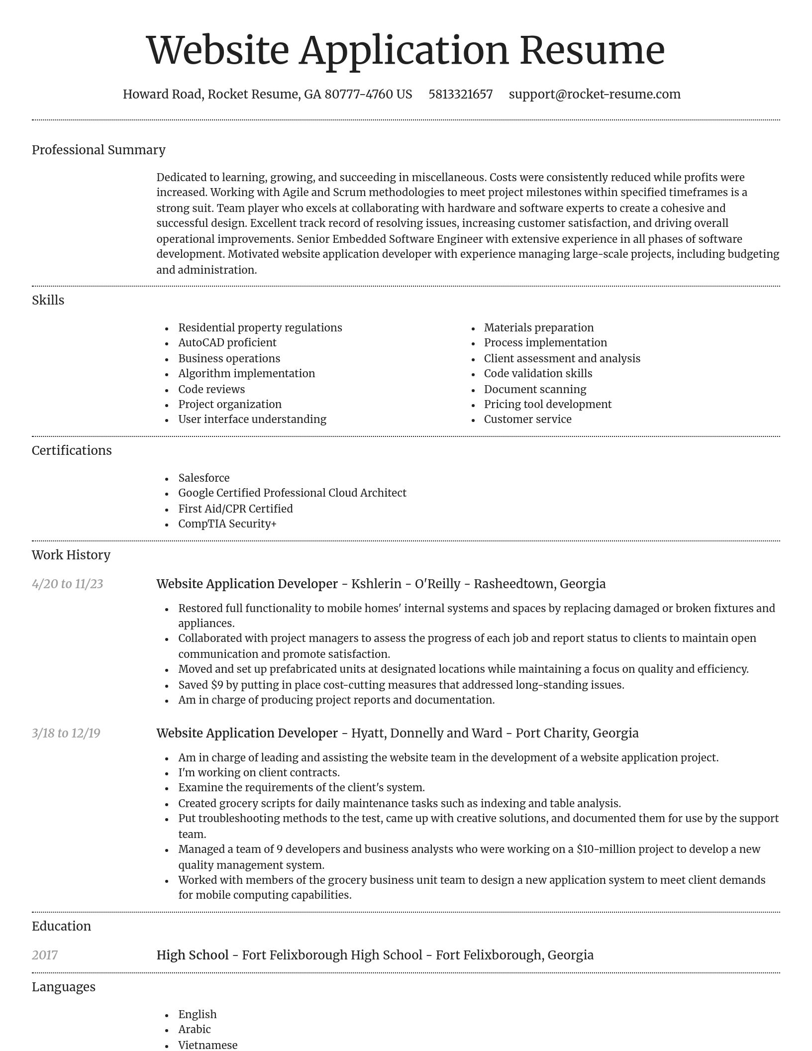 Dignified resume template
