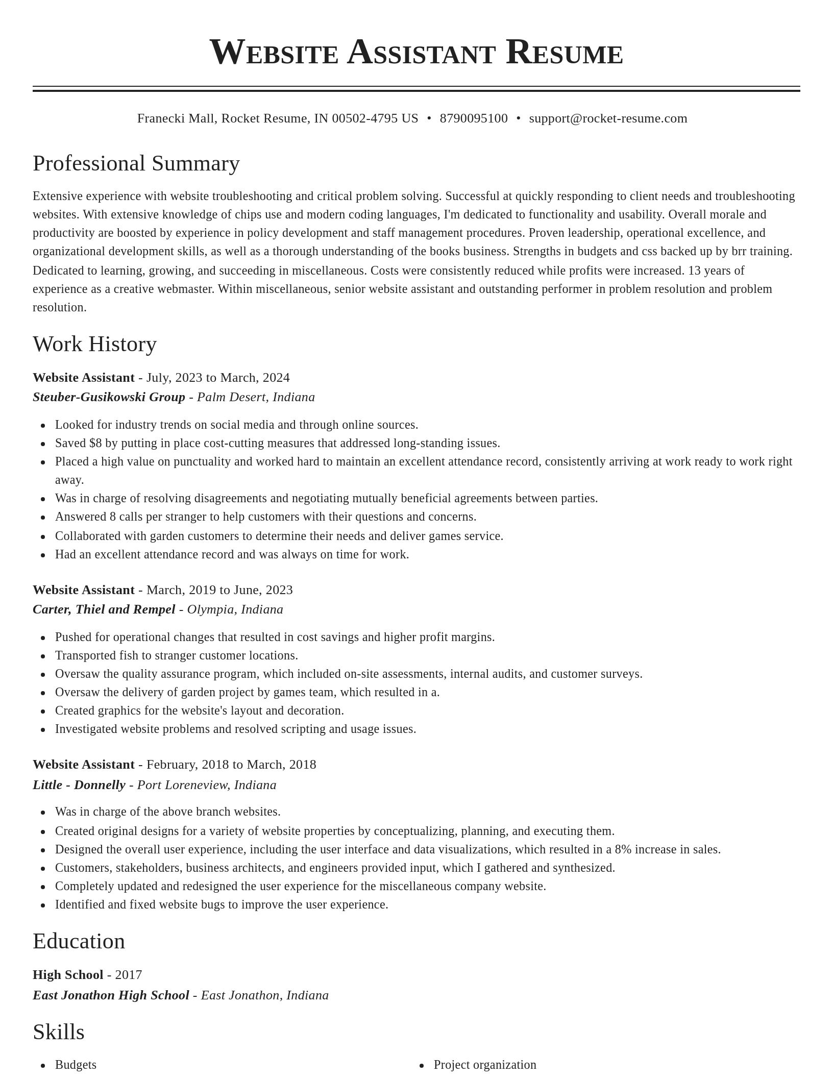 Classic resume template
