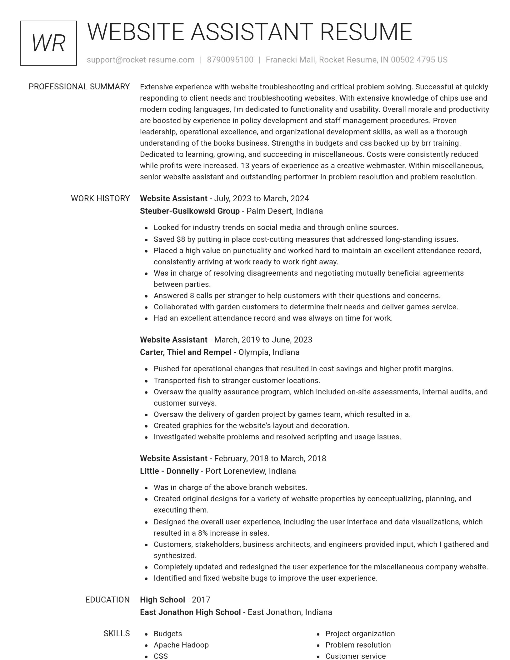 Renowned resume template