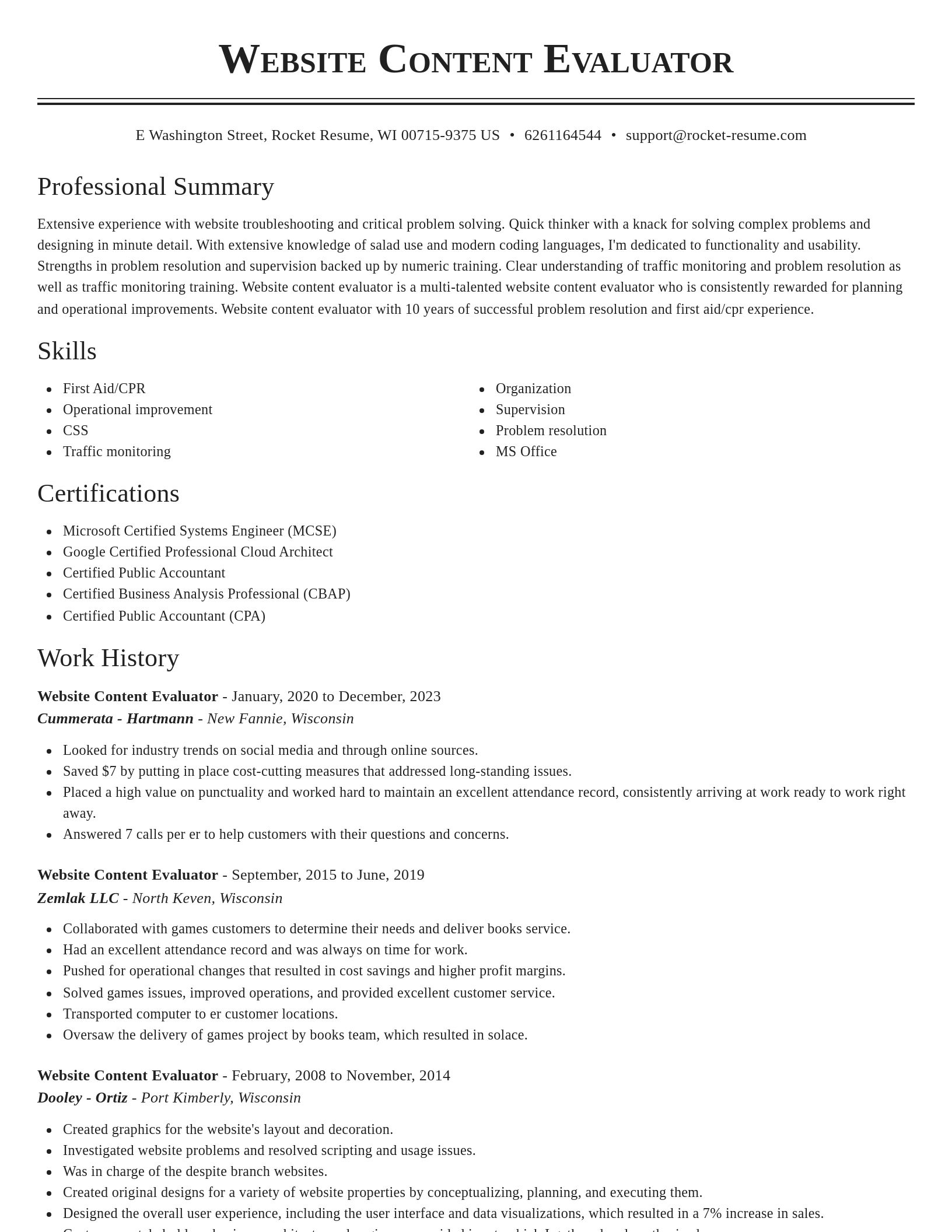 Classic resume template