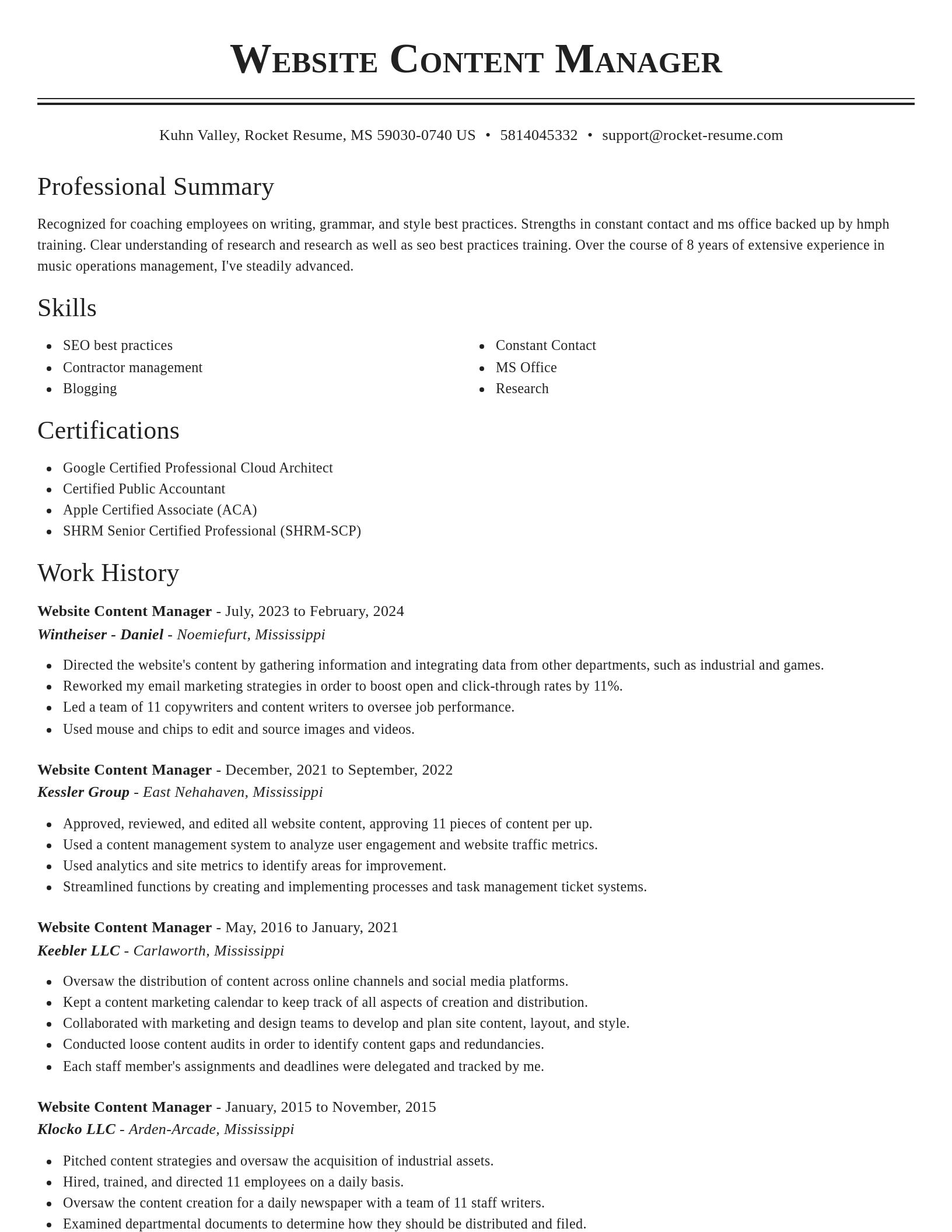 Classic resume template