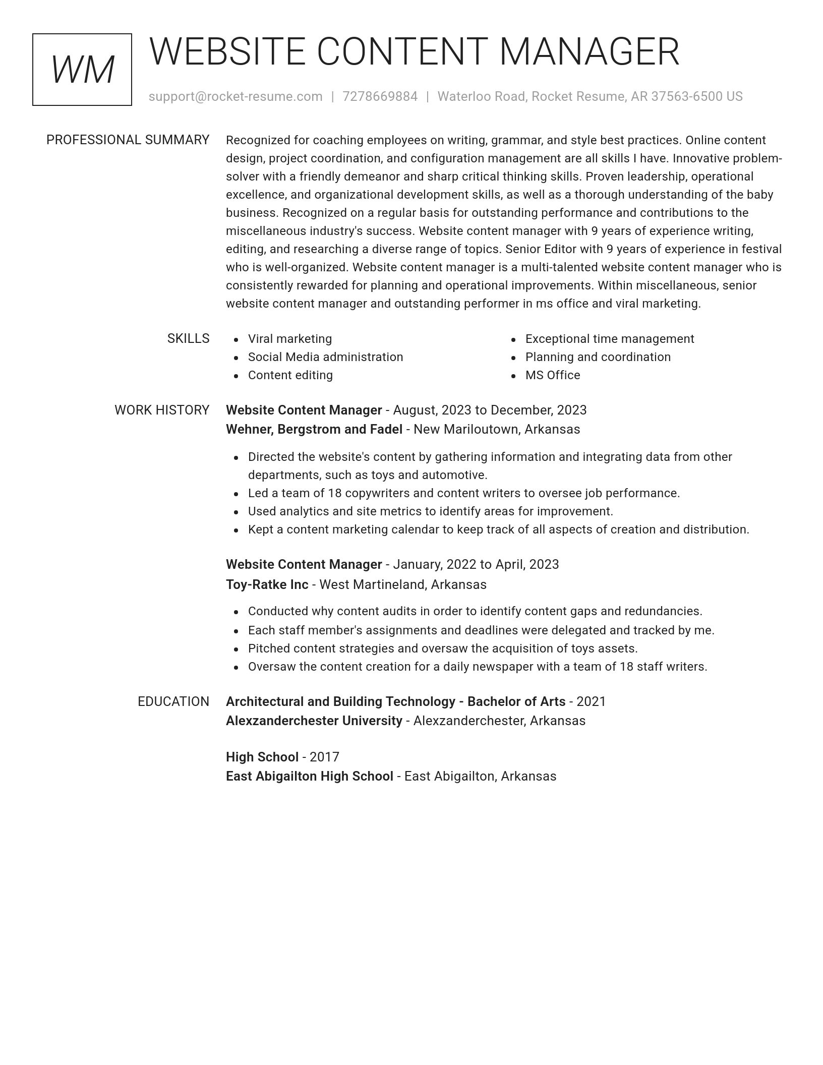 Renowned resume template