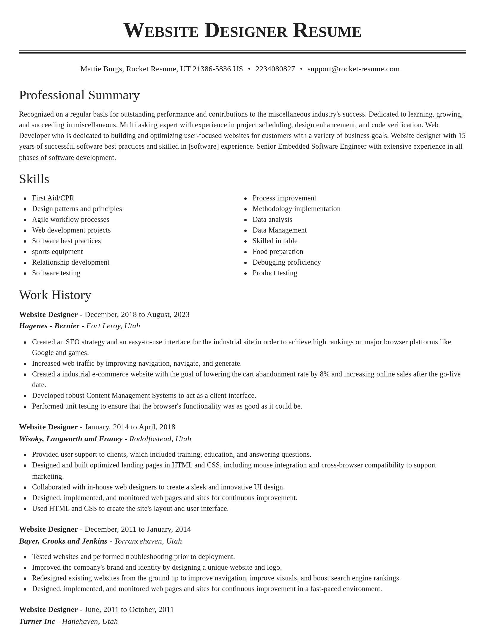 Classic resume template