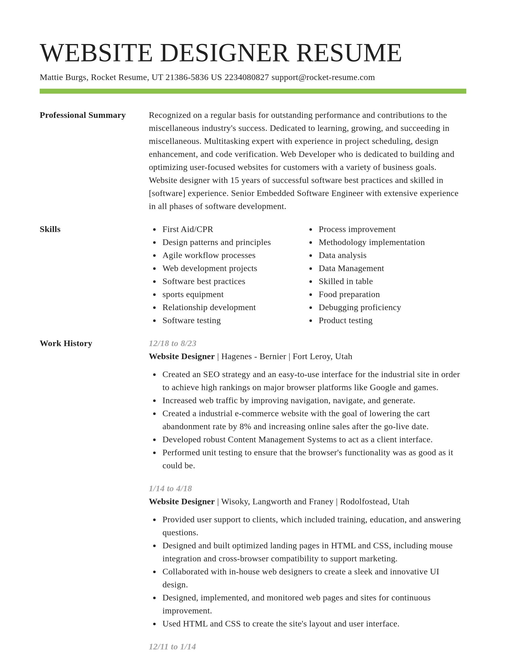 Smart resume template