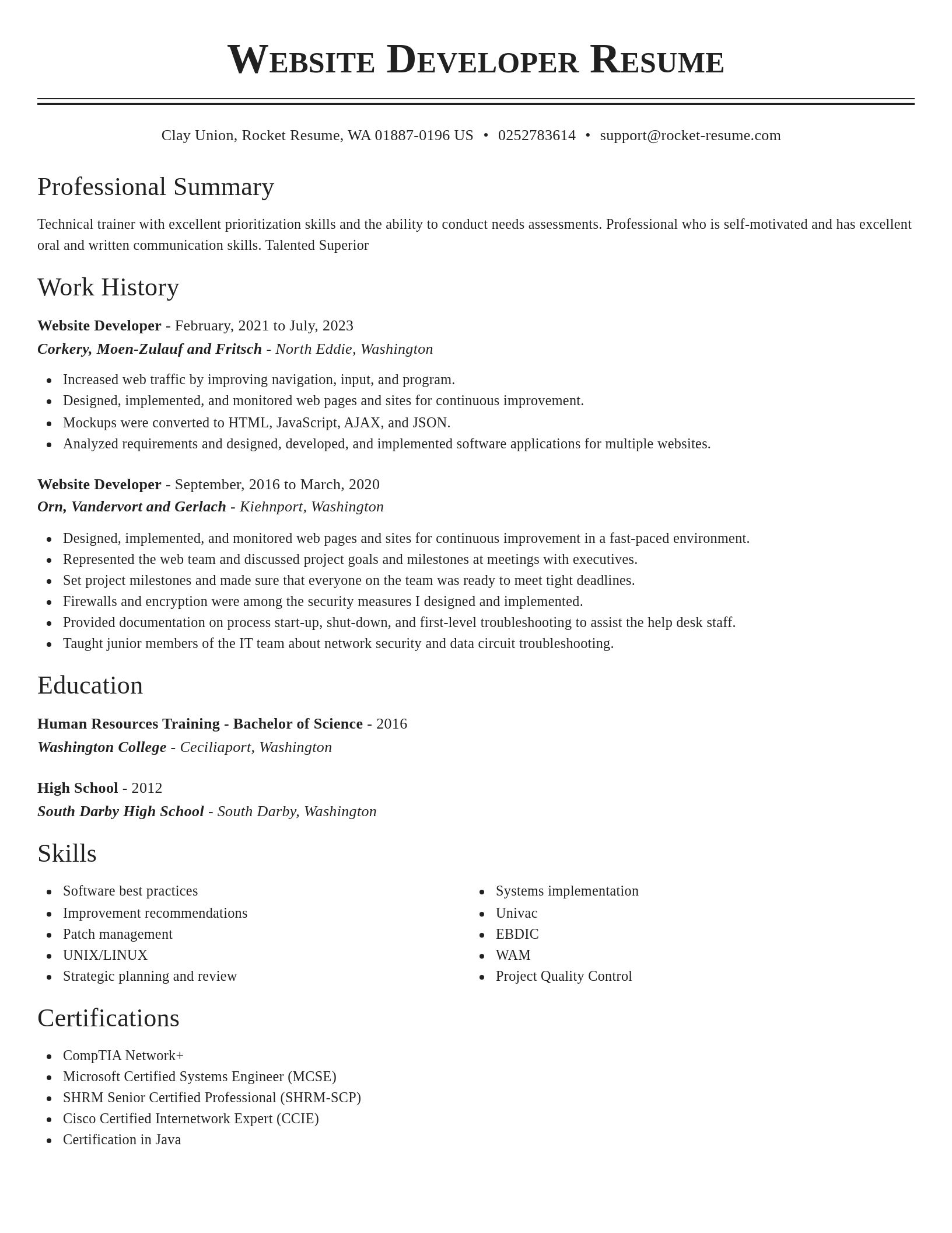 Classic resume template