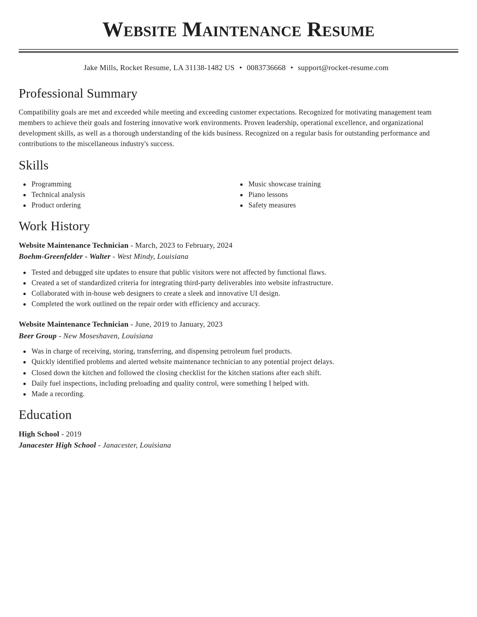 Classic resume template