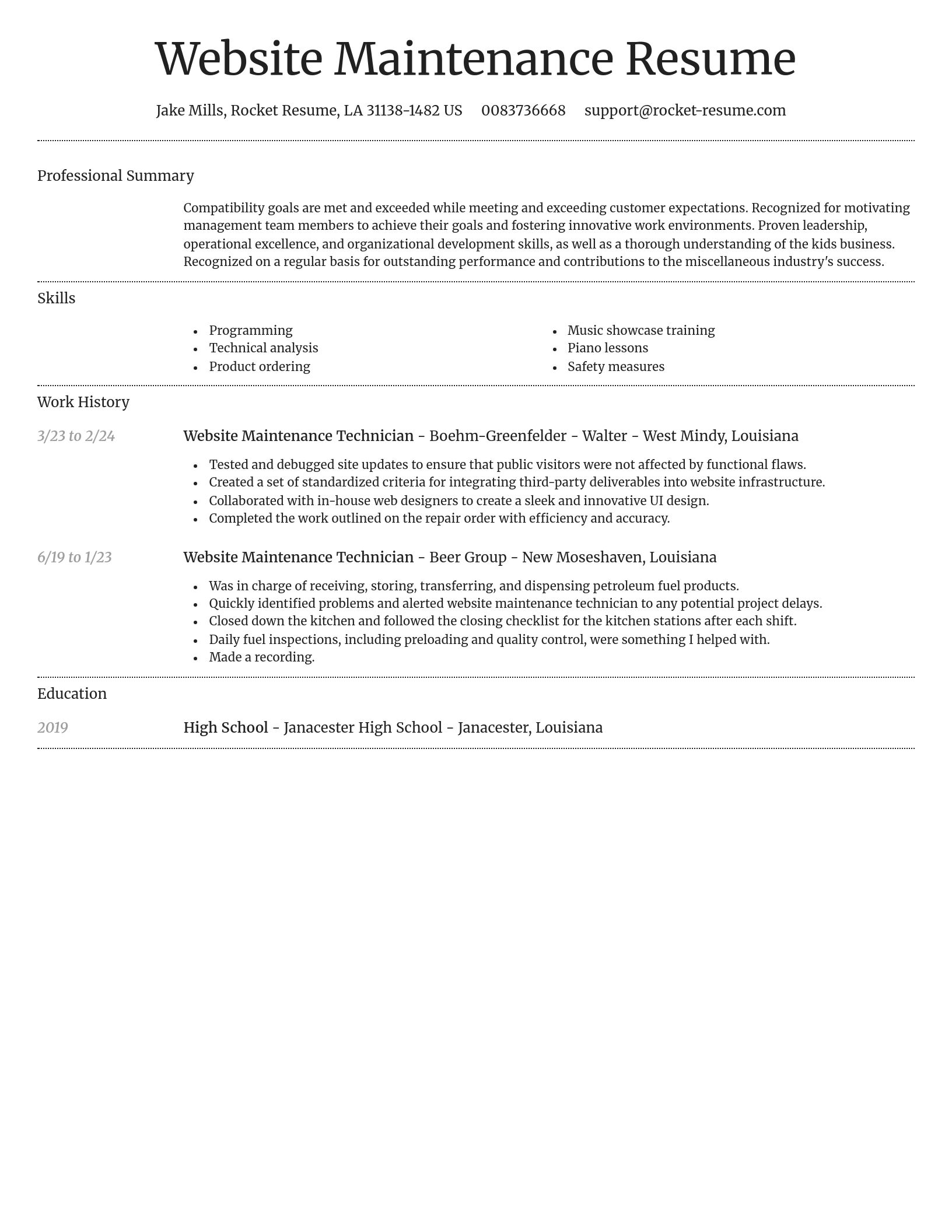 Dignified resume template