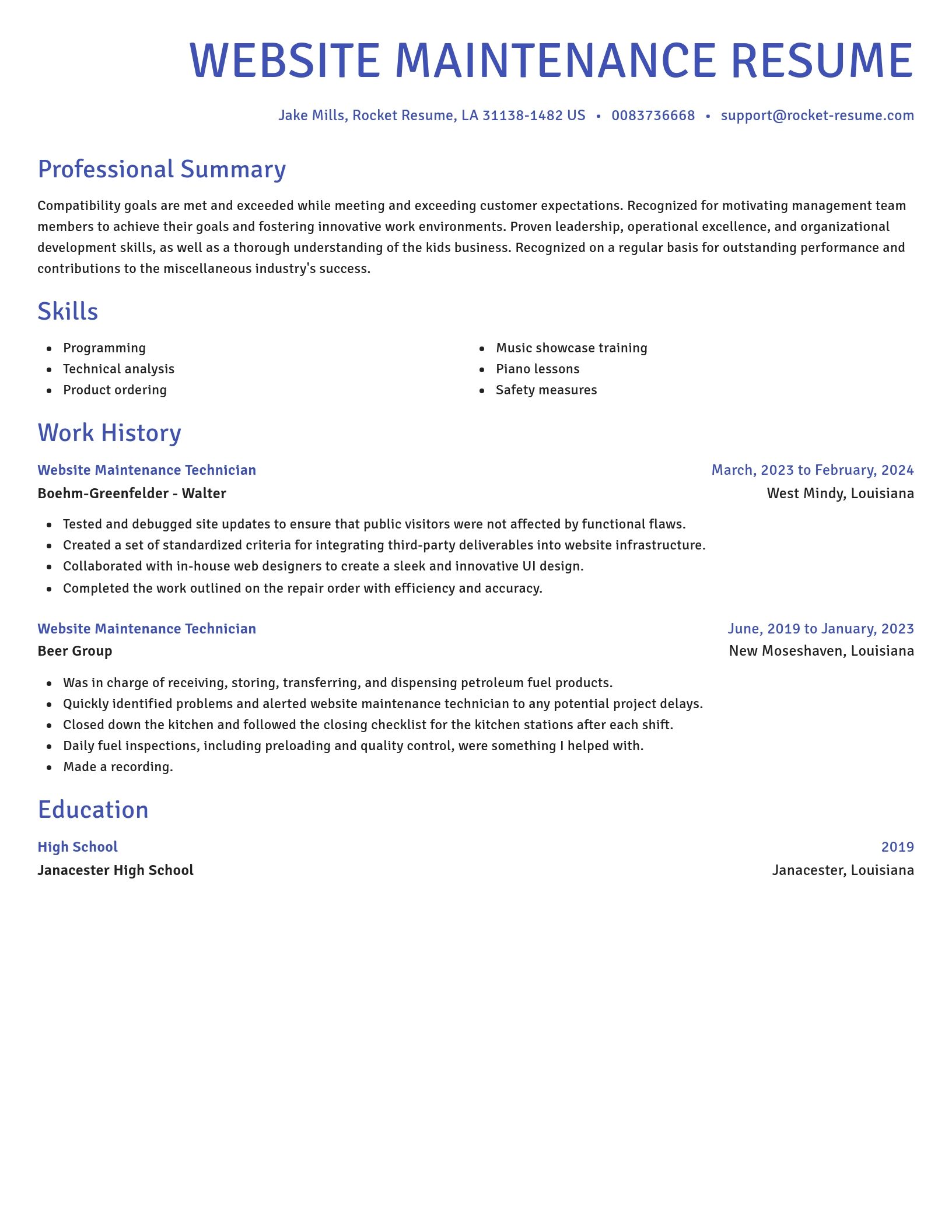 Novel resume template