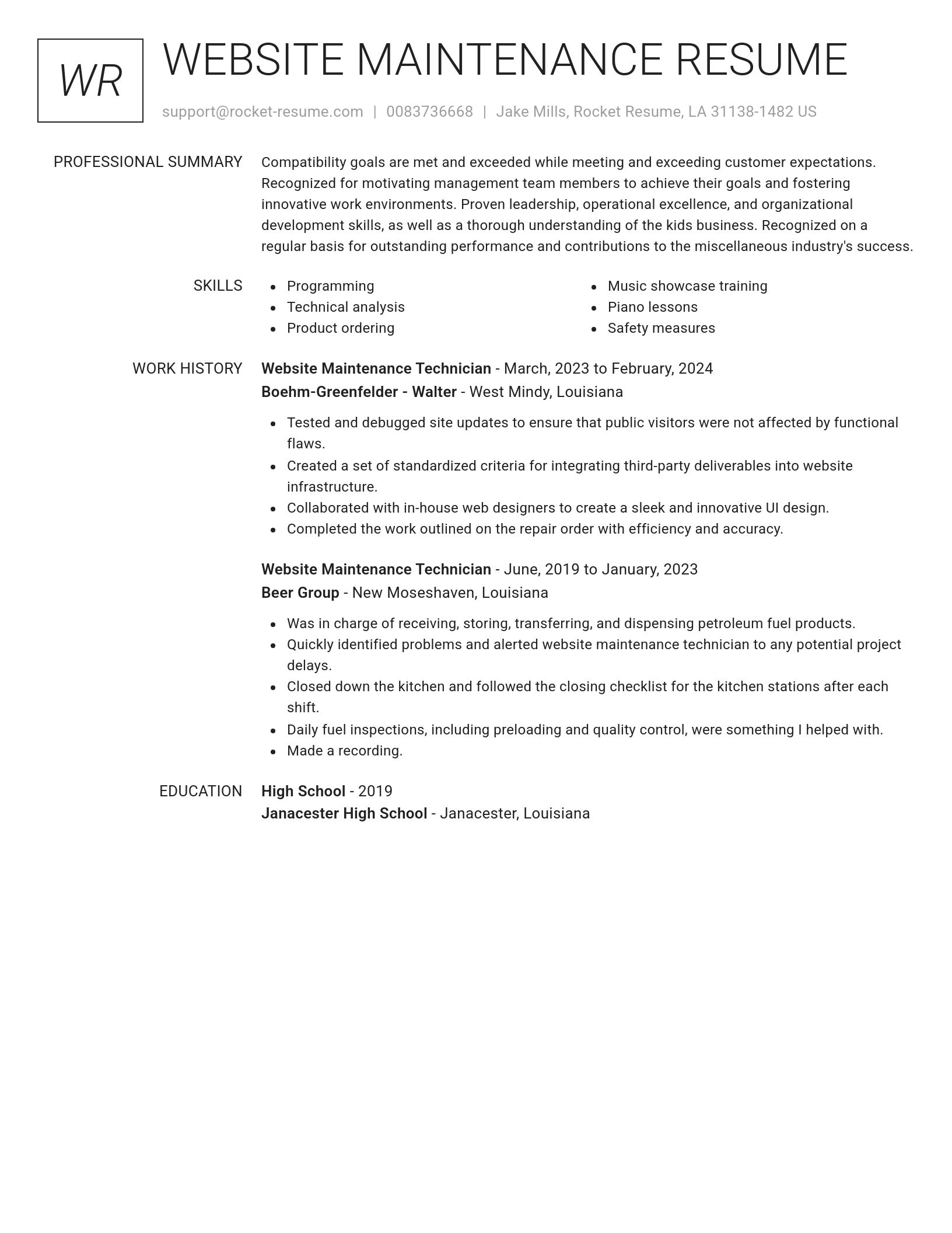 Renowned resume template