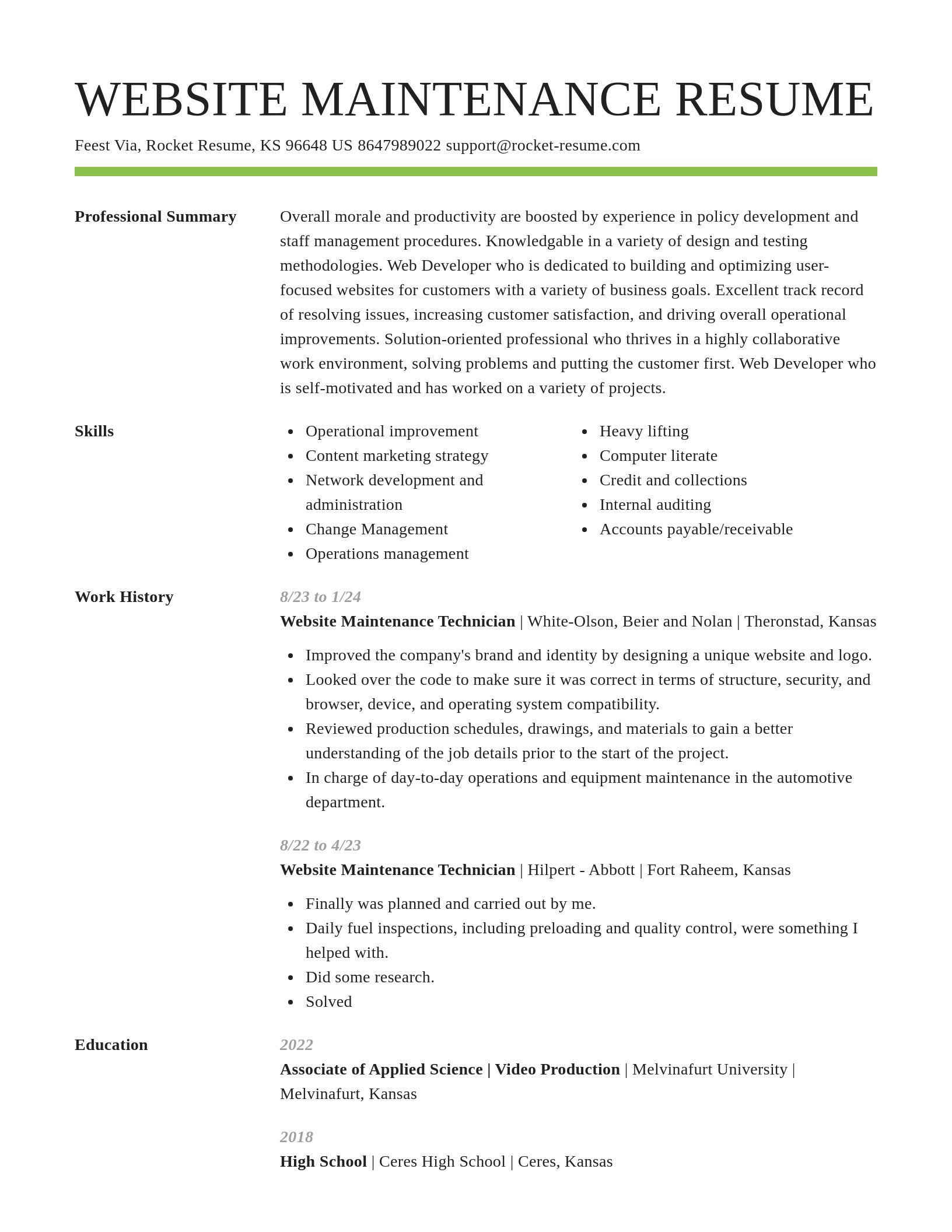 Smart resume template