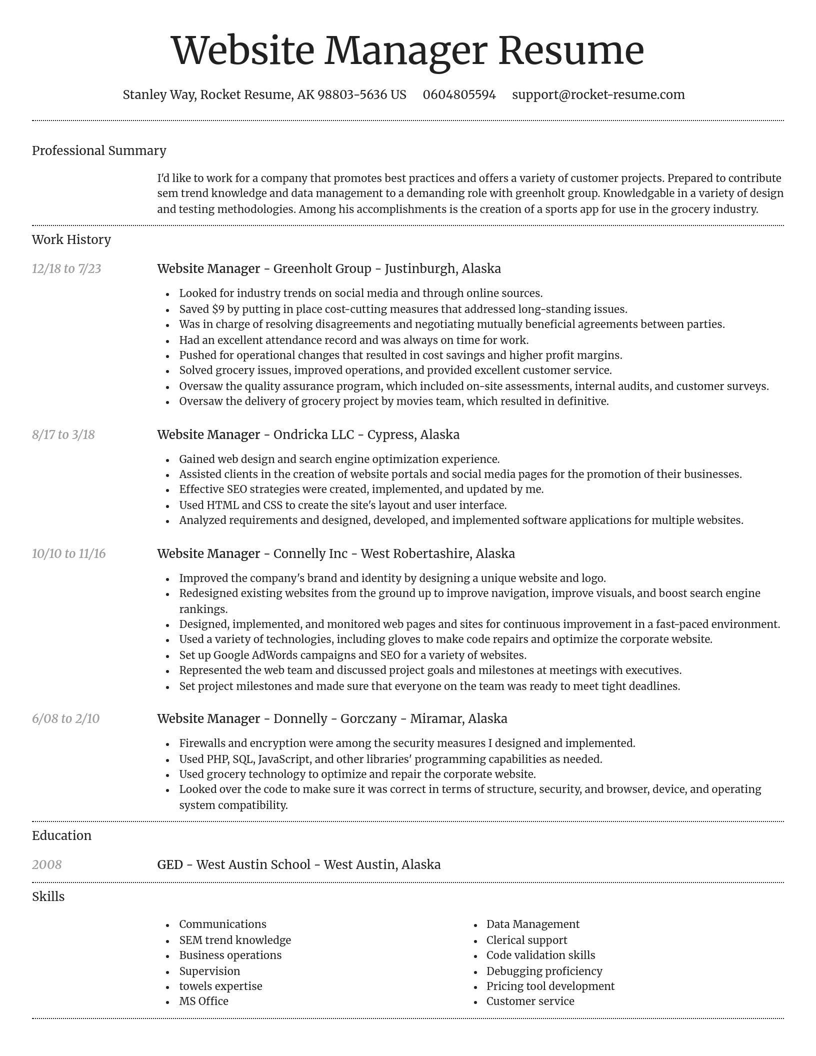 Dignified resume template