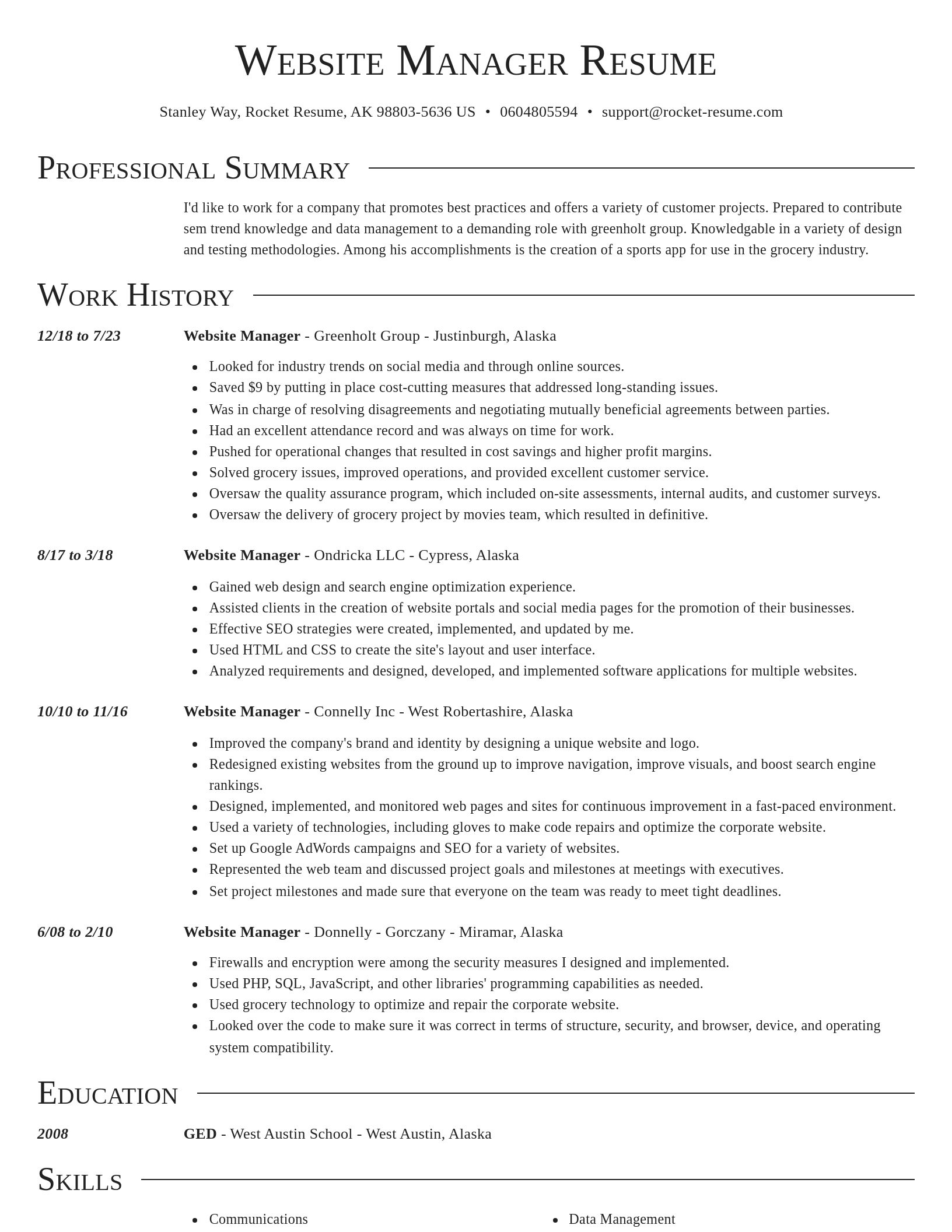 Director resume template