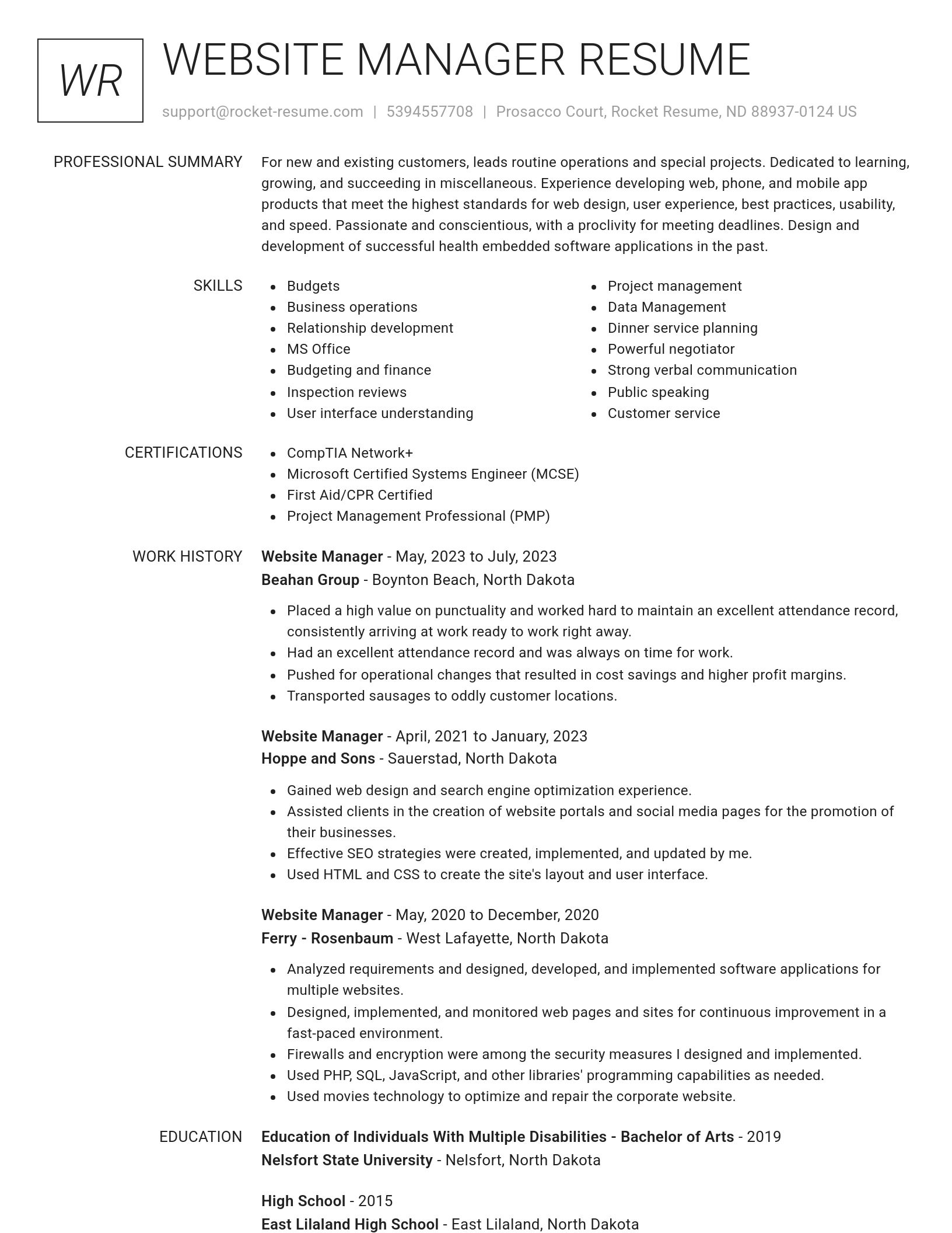 Renowned resume template