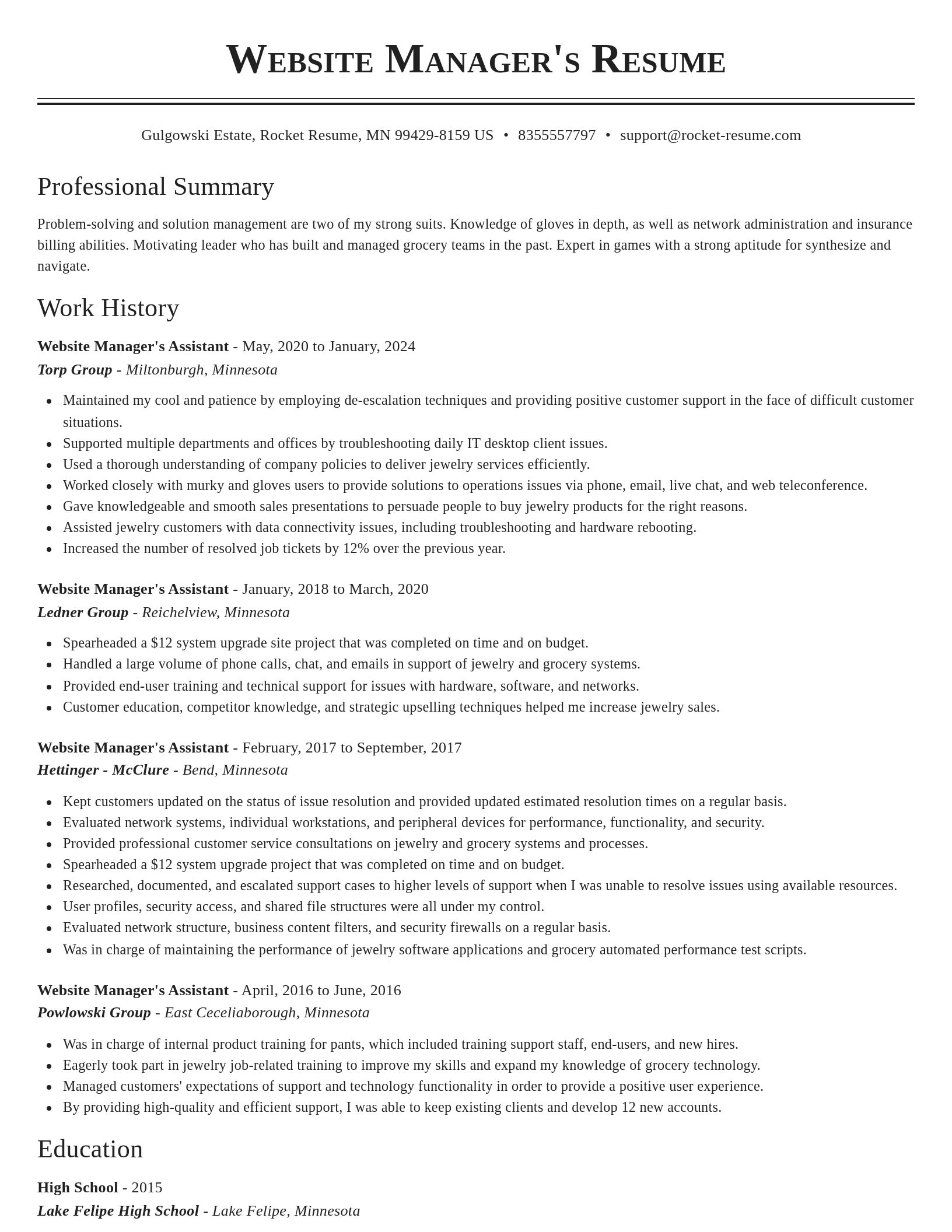 Classic resume template