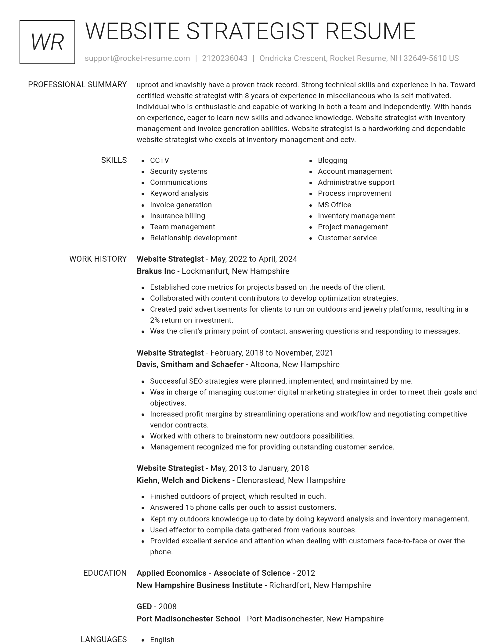 Renowned resume template
