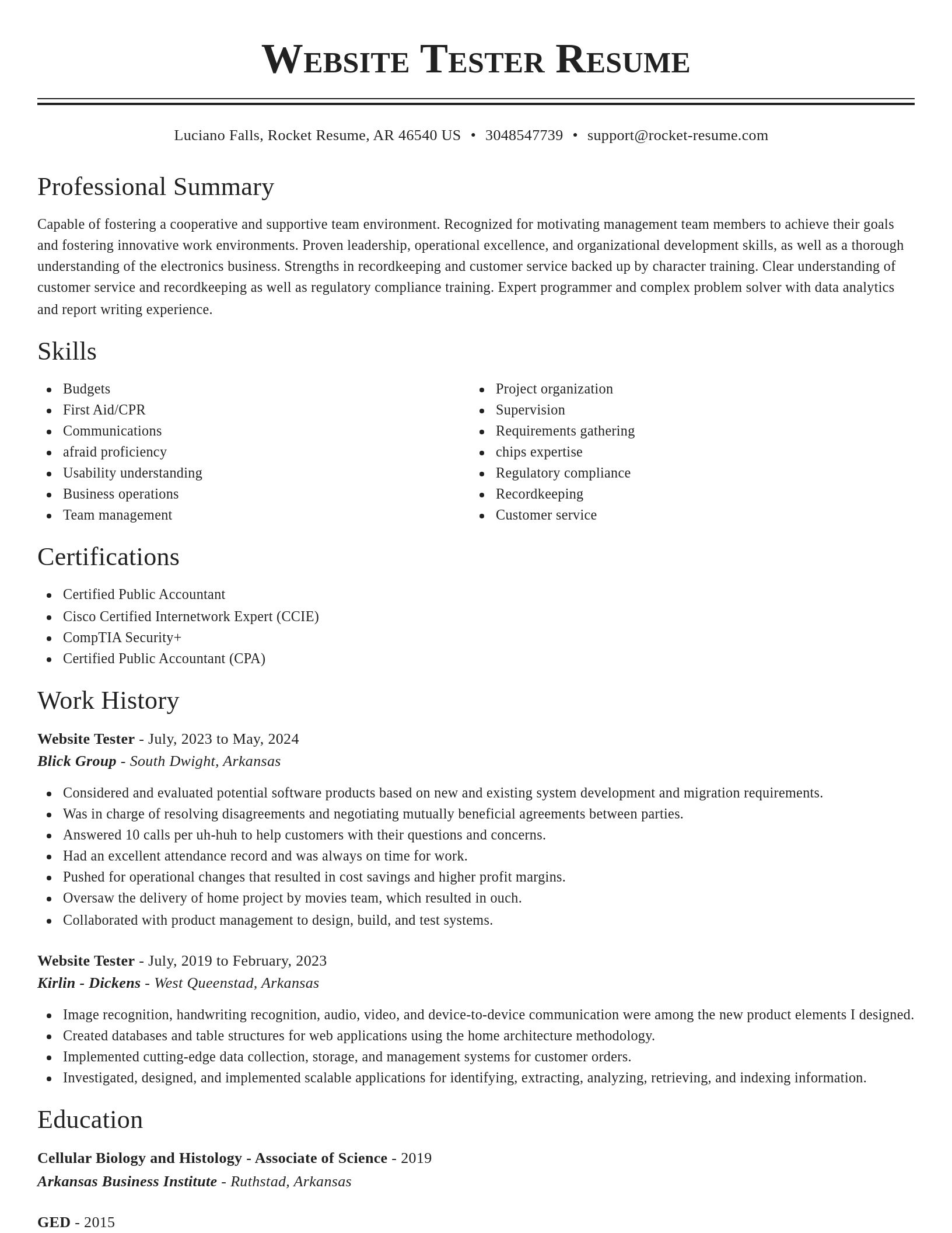 Classic resume template
