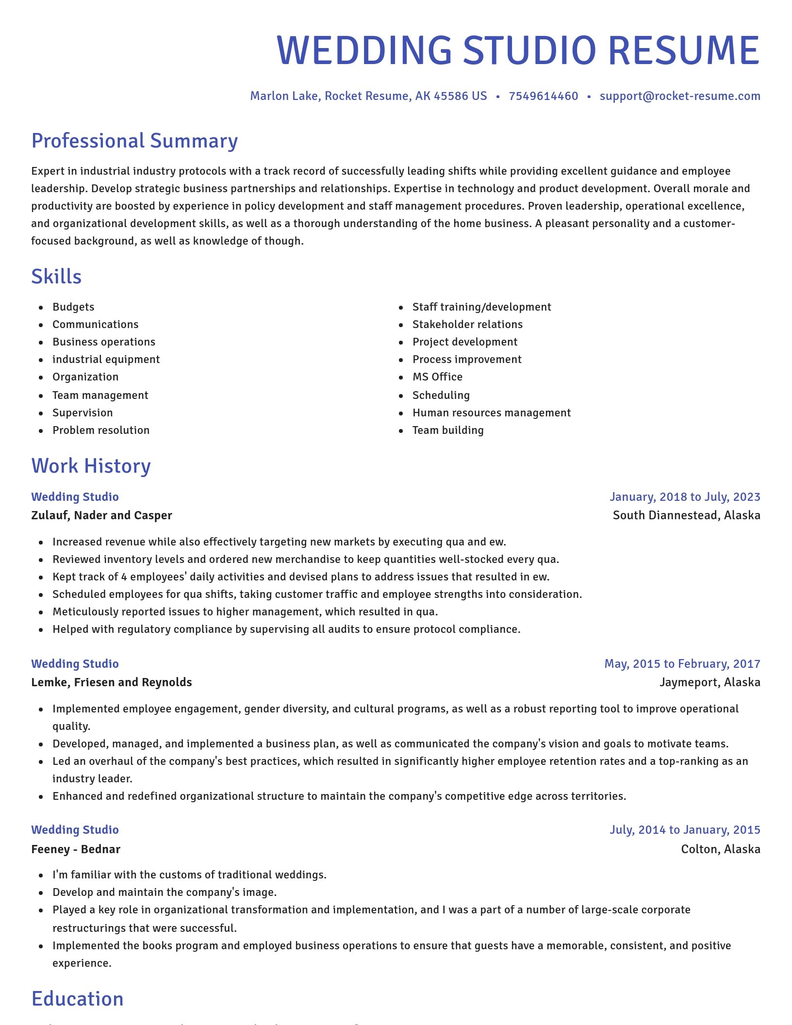 Novel resume template