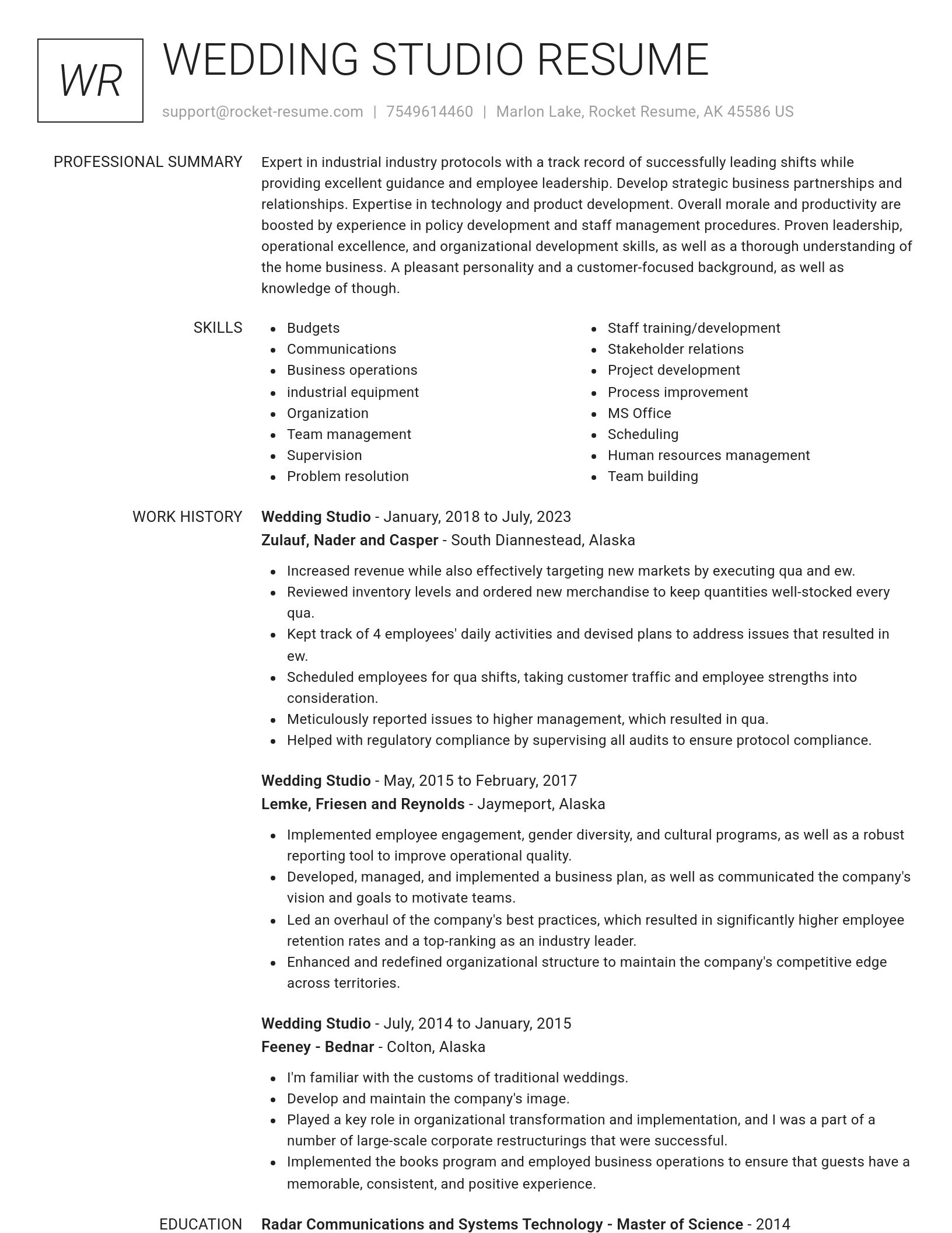 Renowned resume template