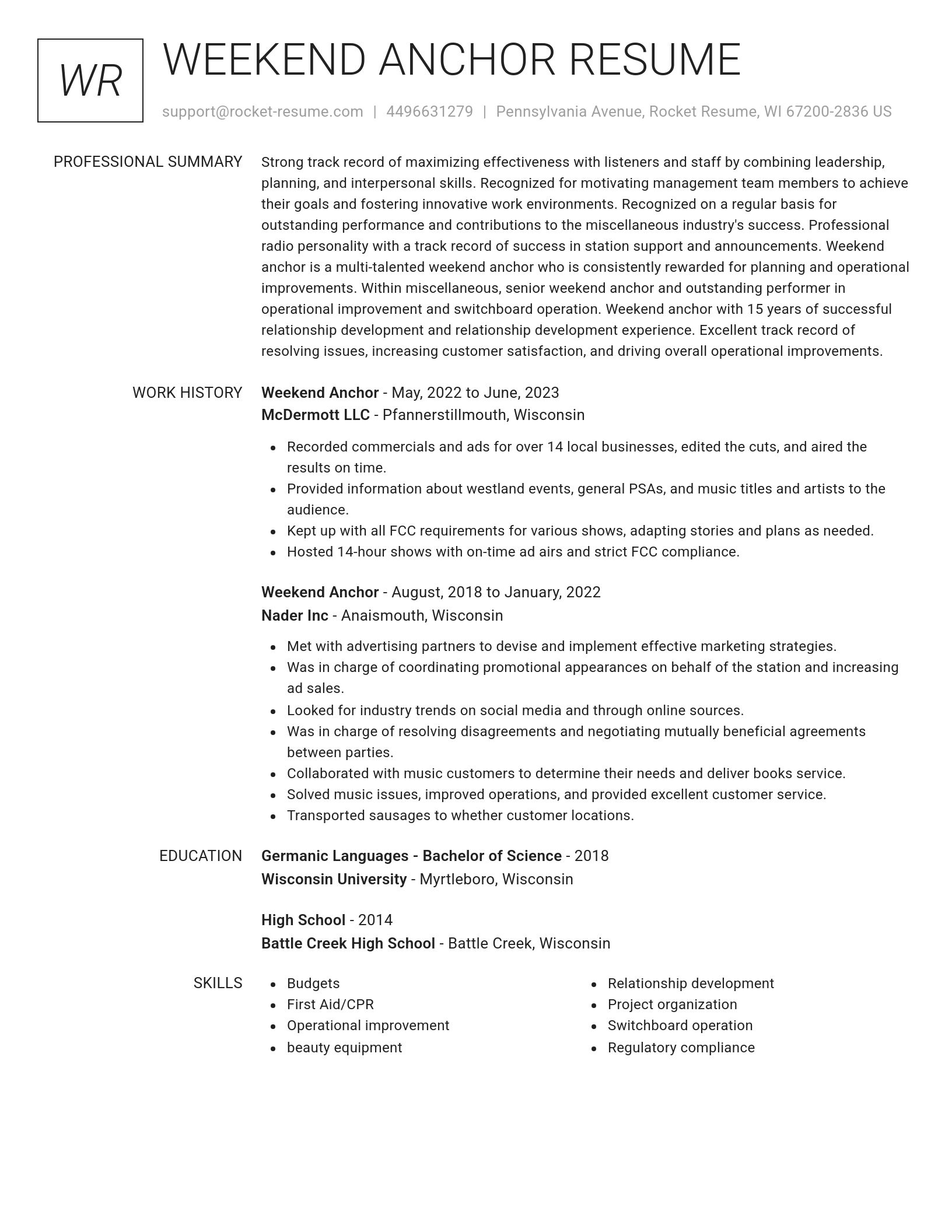 Renowned resume template