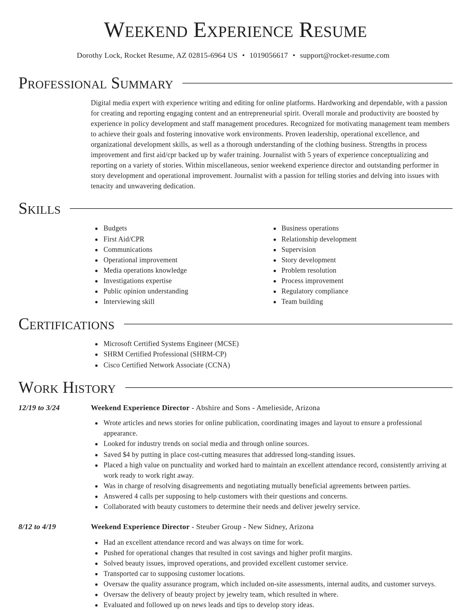 Director resume template