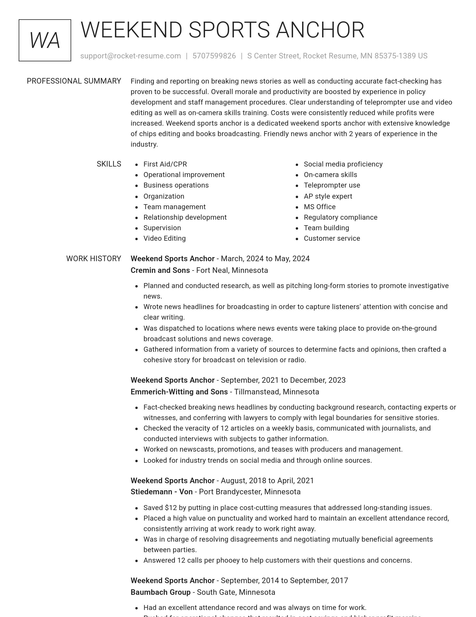 Renowned resume template