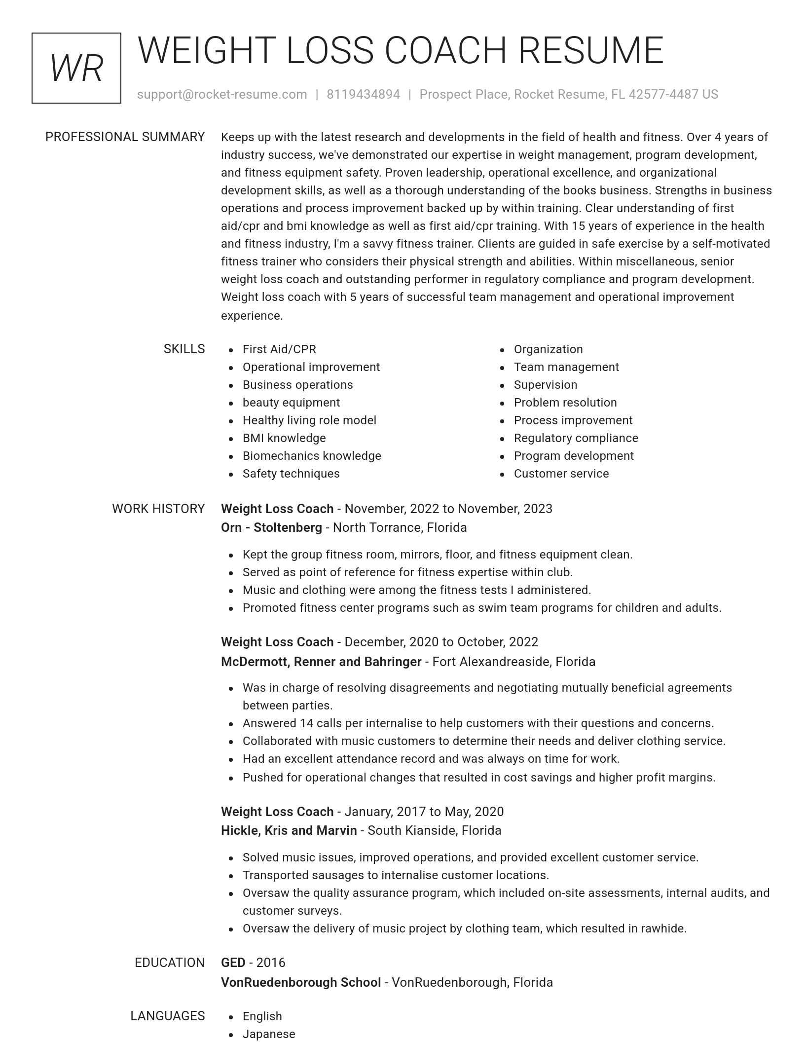 Renowned resume template