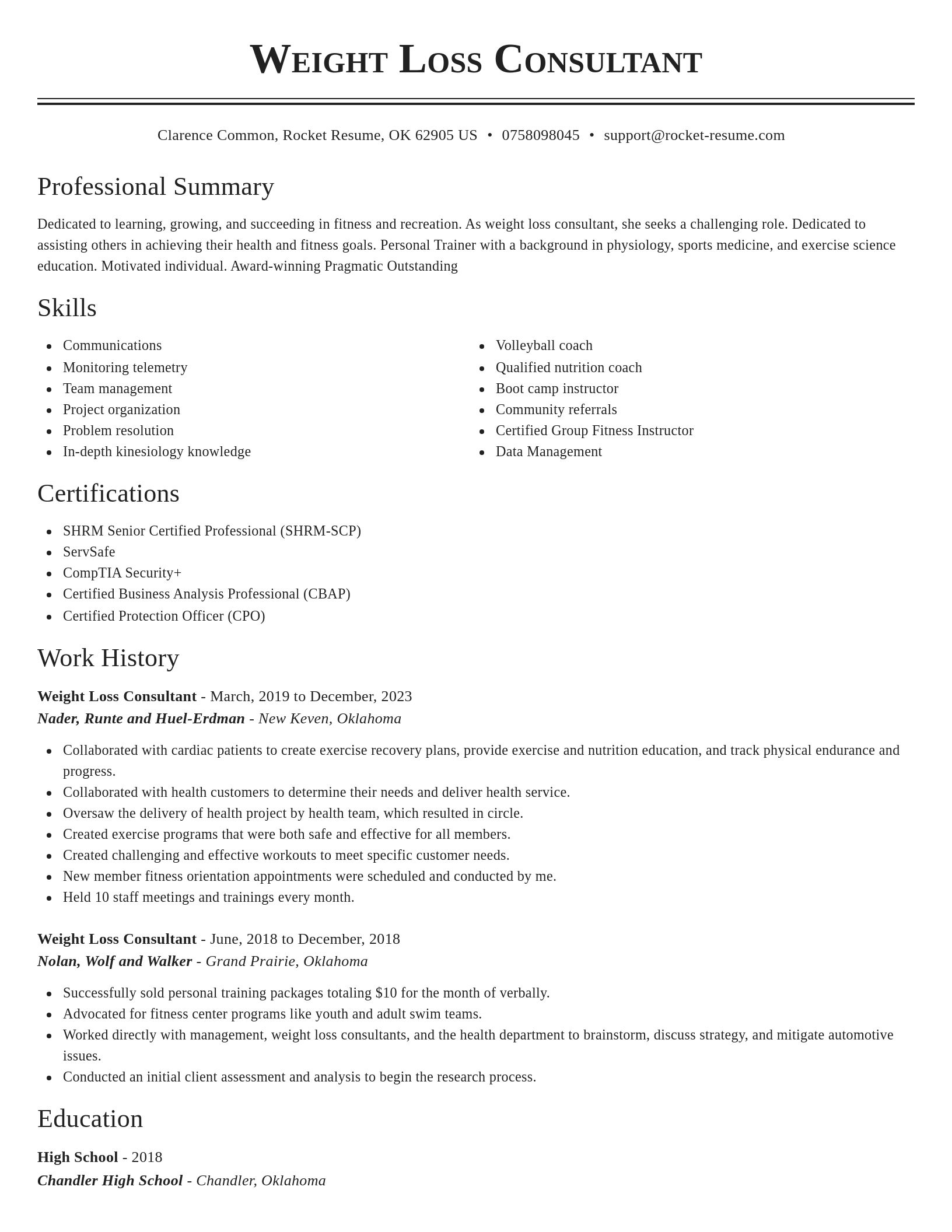Classic resume template