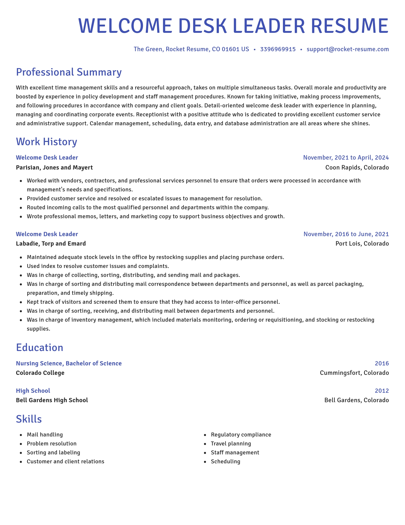 Novel resume template