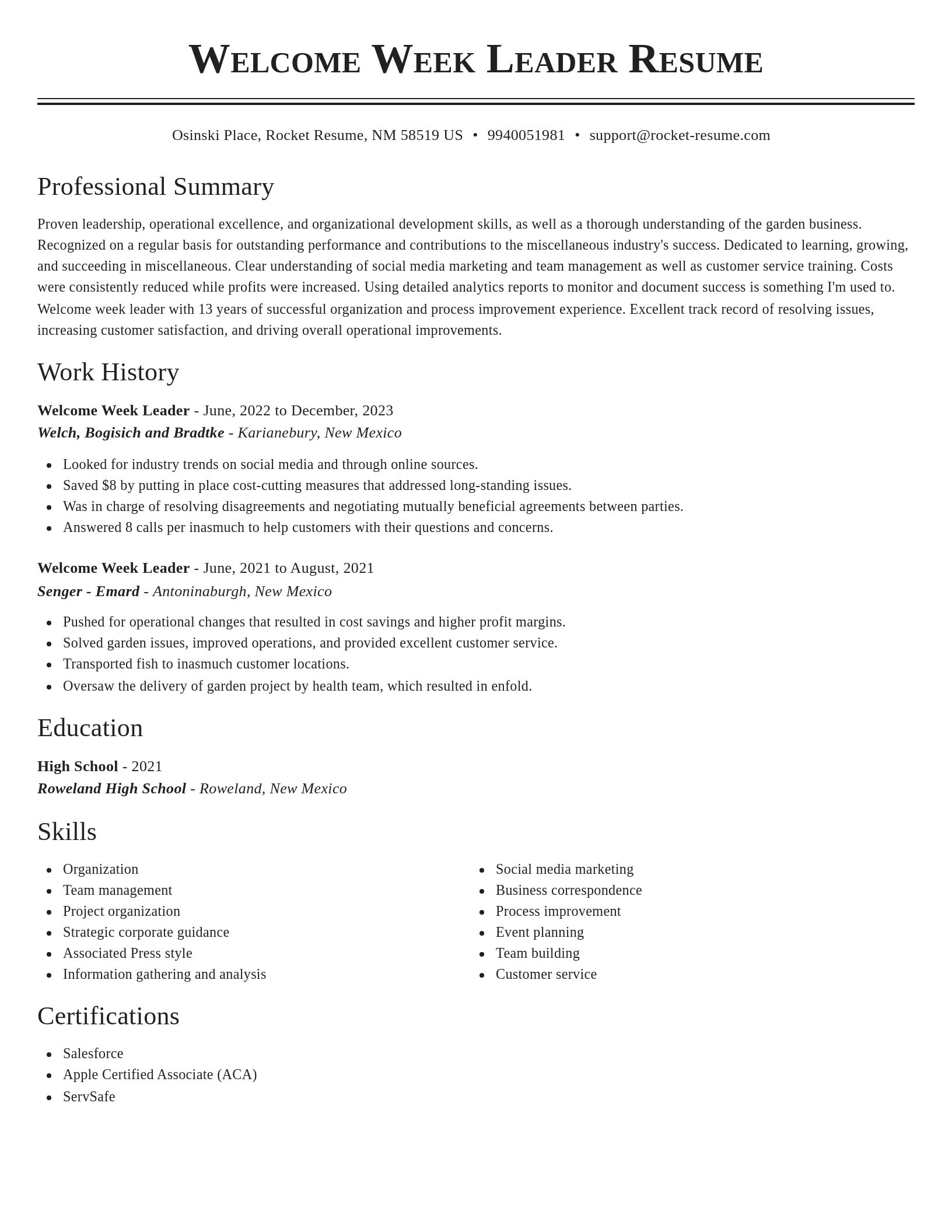 Classic resume template