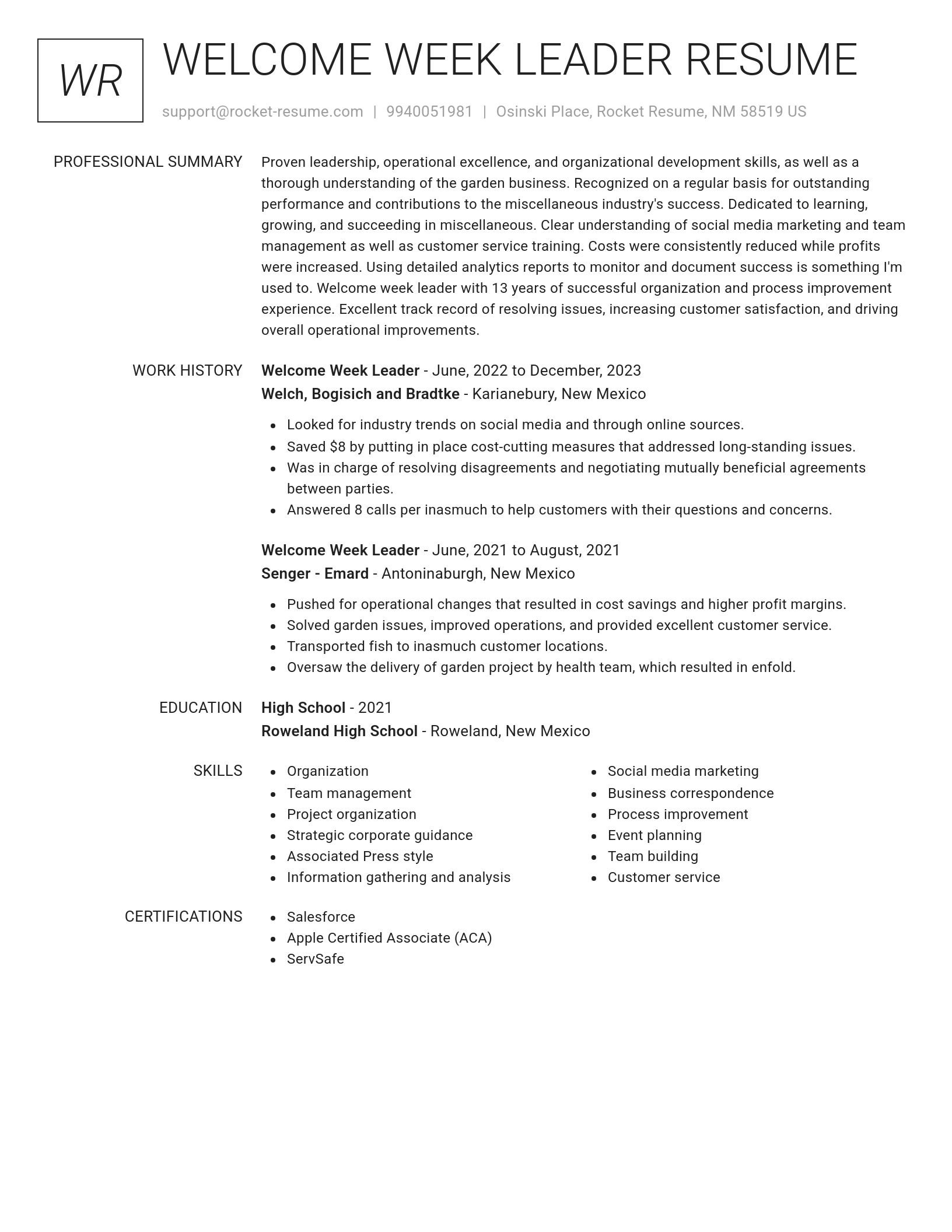 Renowned resume template